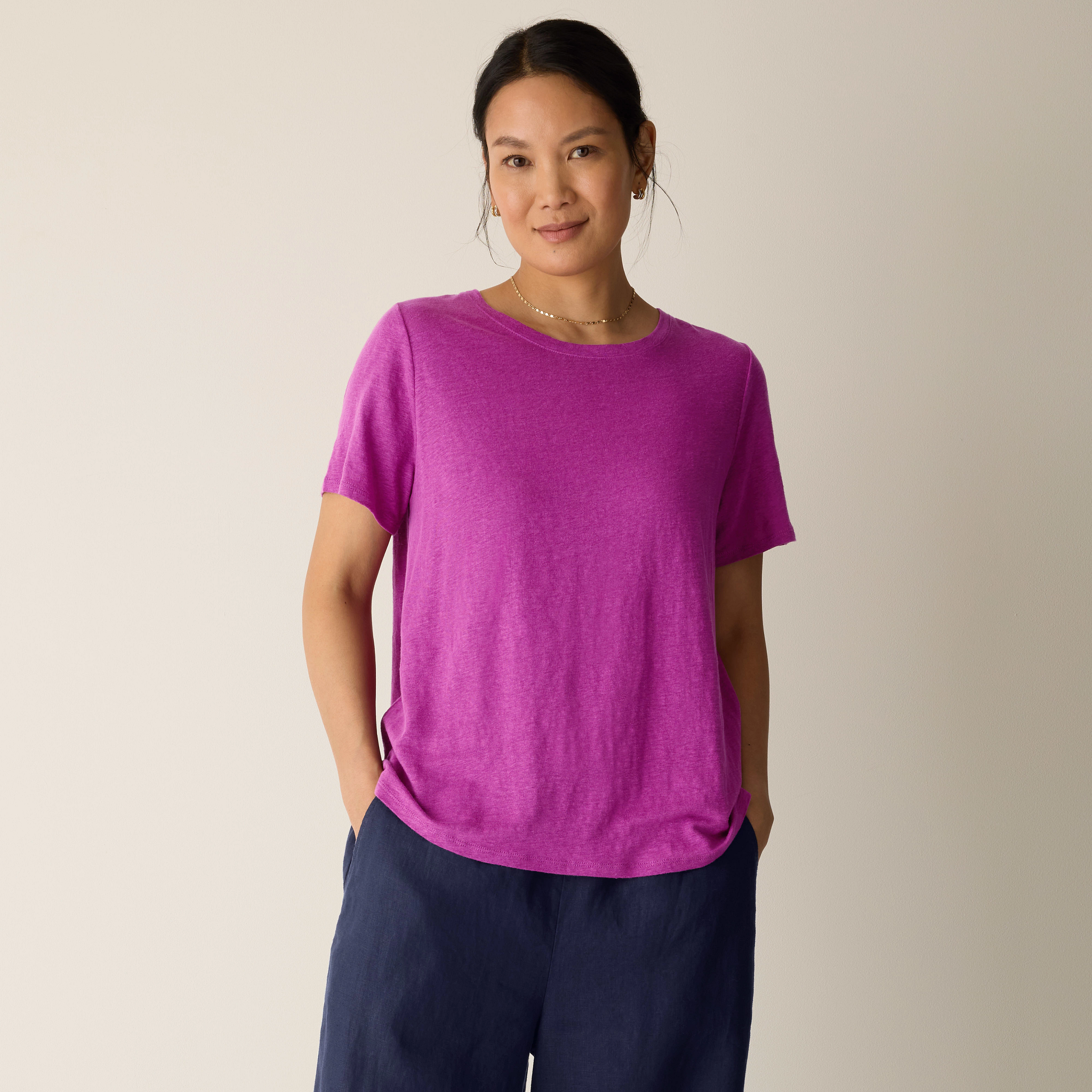 Organic Linen Jersey Crew Neck Tee from EILEEN FISHER - $128
