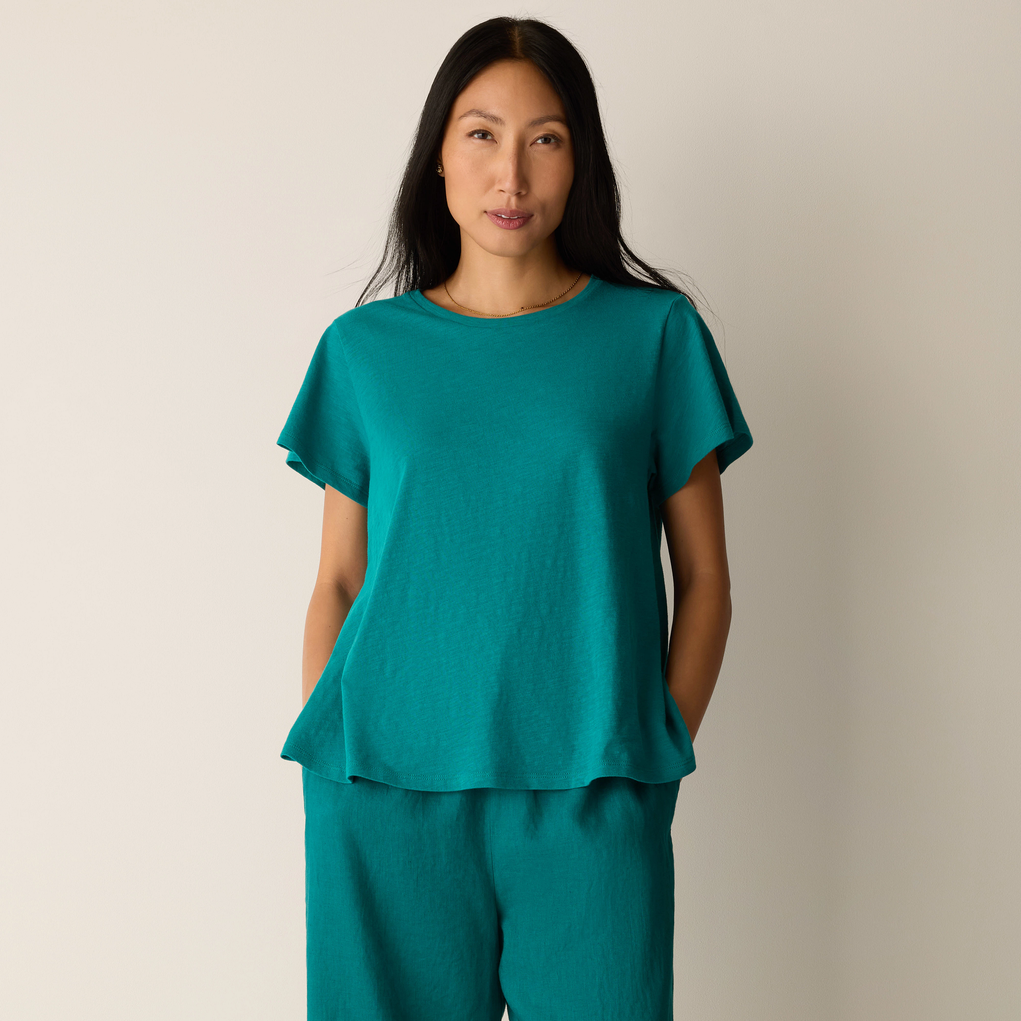 Organic Cotton Slubby Jersey Crew Neck Tee from EILEEN FISHER - $78
