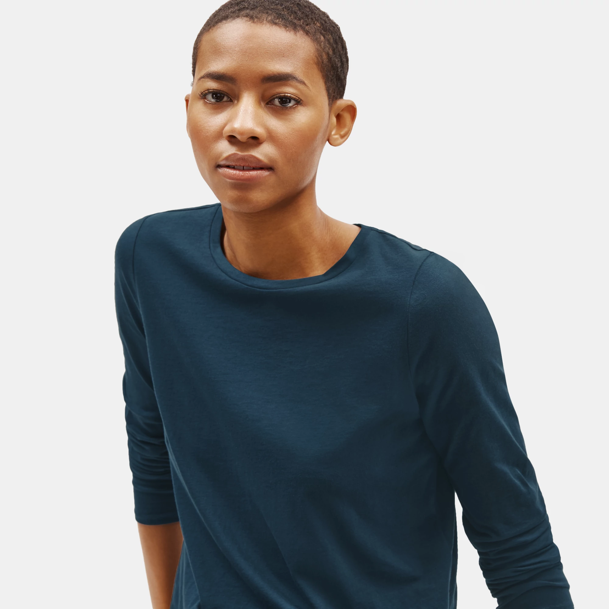 Organic Cotton Jersey Shirttail Hem Tee EILEEN FISHER