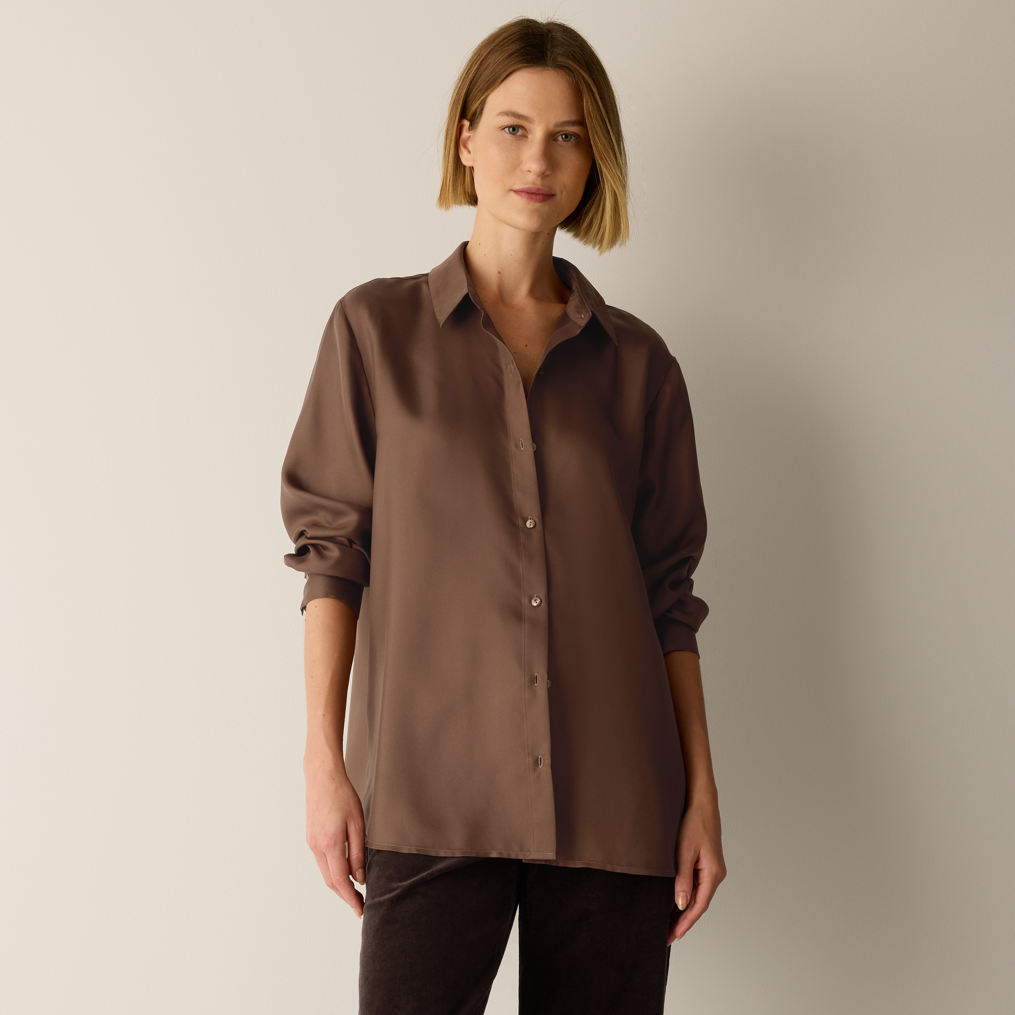 Silk Twill Classic Collar Shirt | EILEEN FISHER