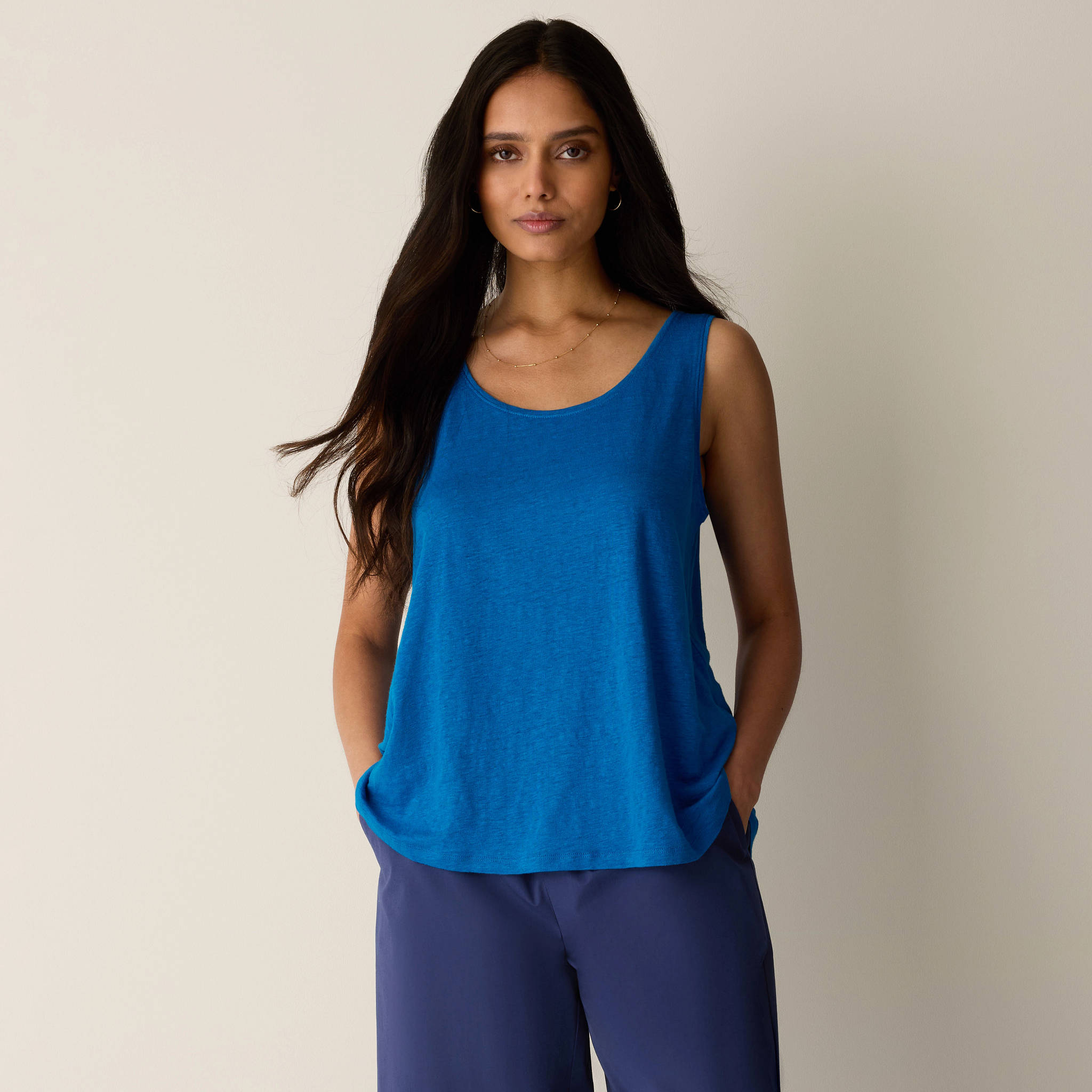 Organic Linen Jersey Scoop Neck Tank from EILEEN FISHER - $98