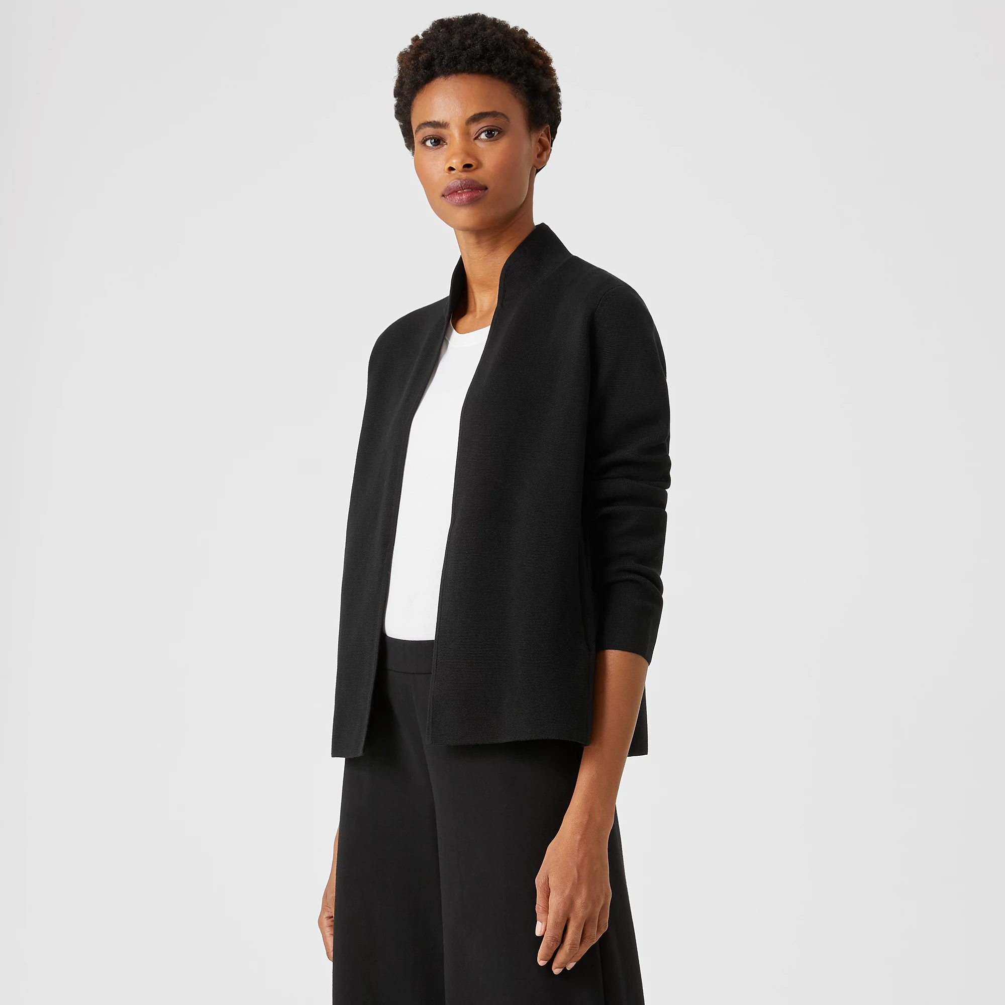 Silk & Organic Cotton Interlock Shaped Jacket | EILEEN FISHER