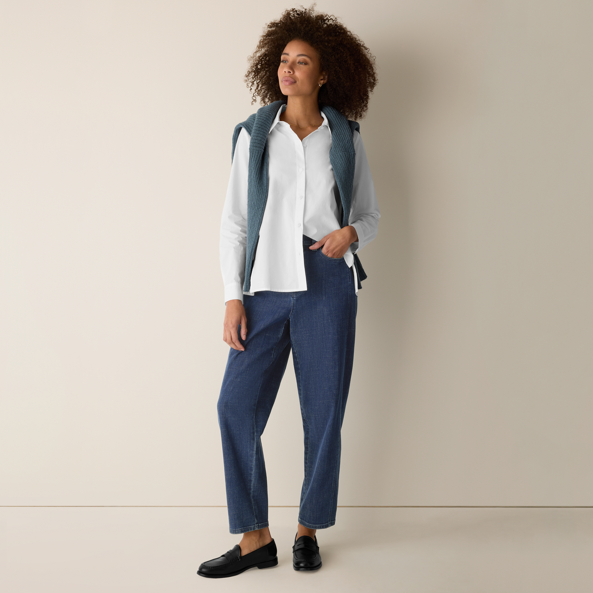 Cotton Stretch Denim Lantern Jean