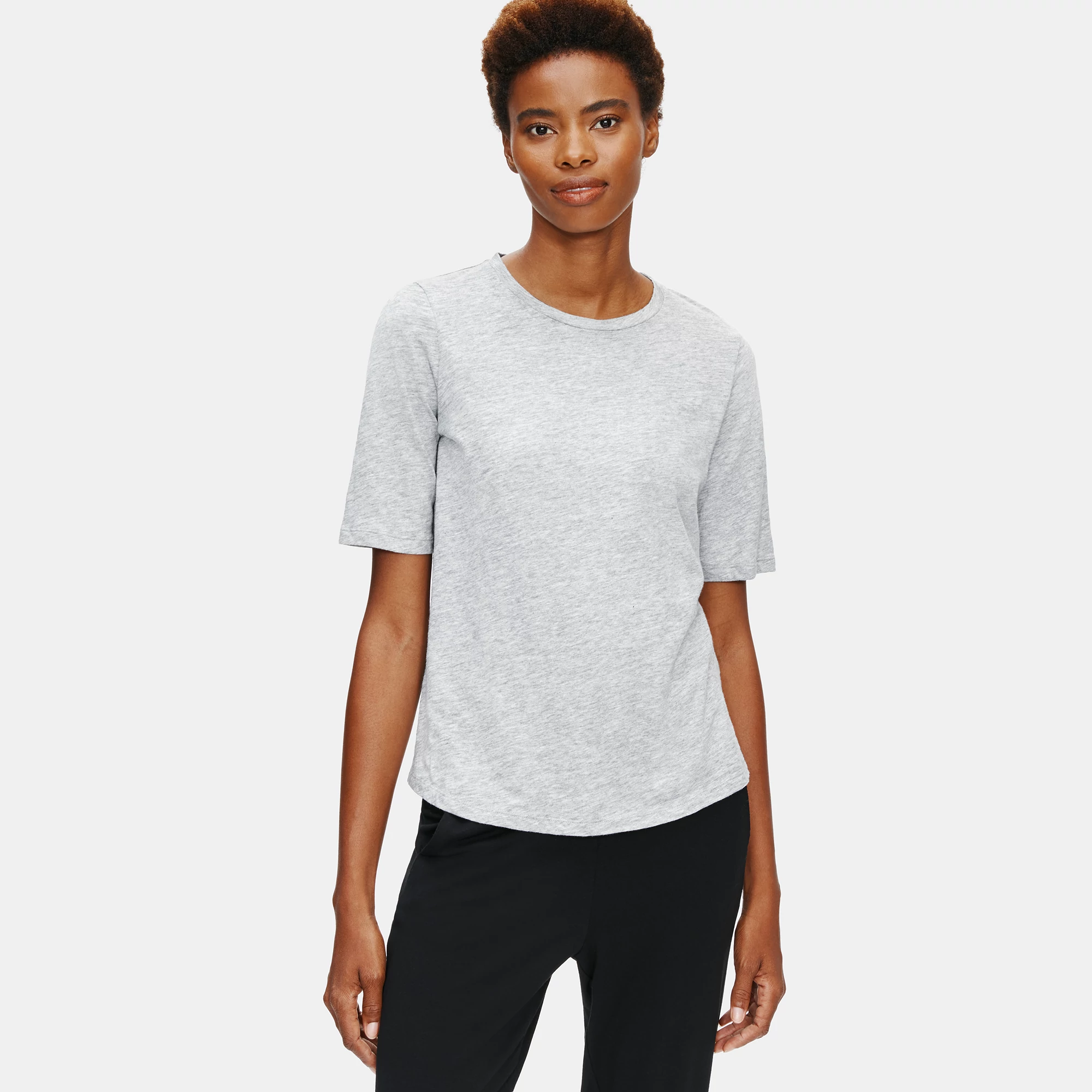 tシャツ BASIC COTTON JERSEY レディース Healthknit｜ベーシック ワッフル クルーネック 半袖 プル