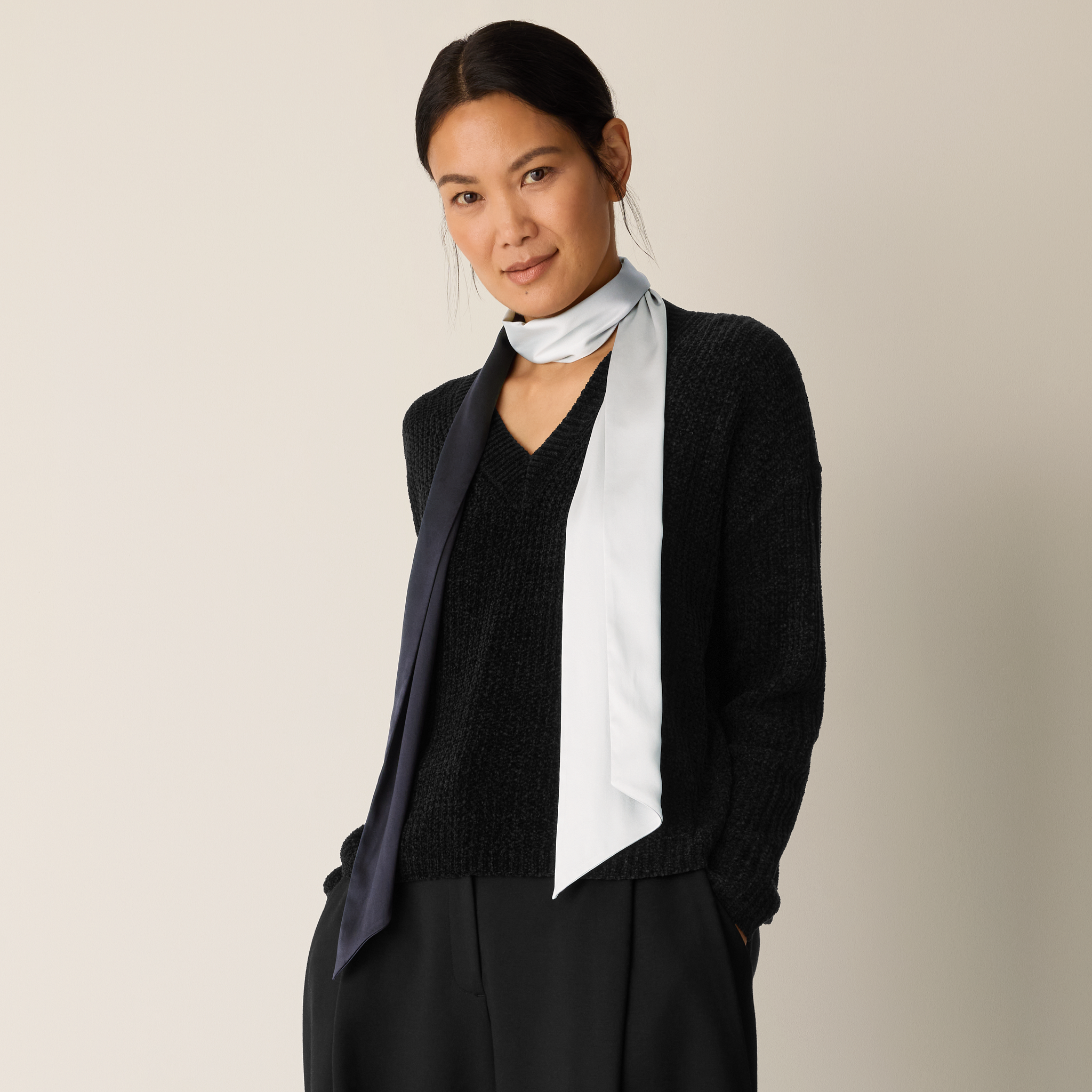 Ombré Silk Charmeuse Double Tie Scarf