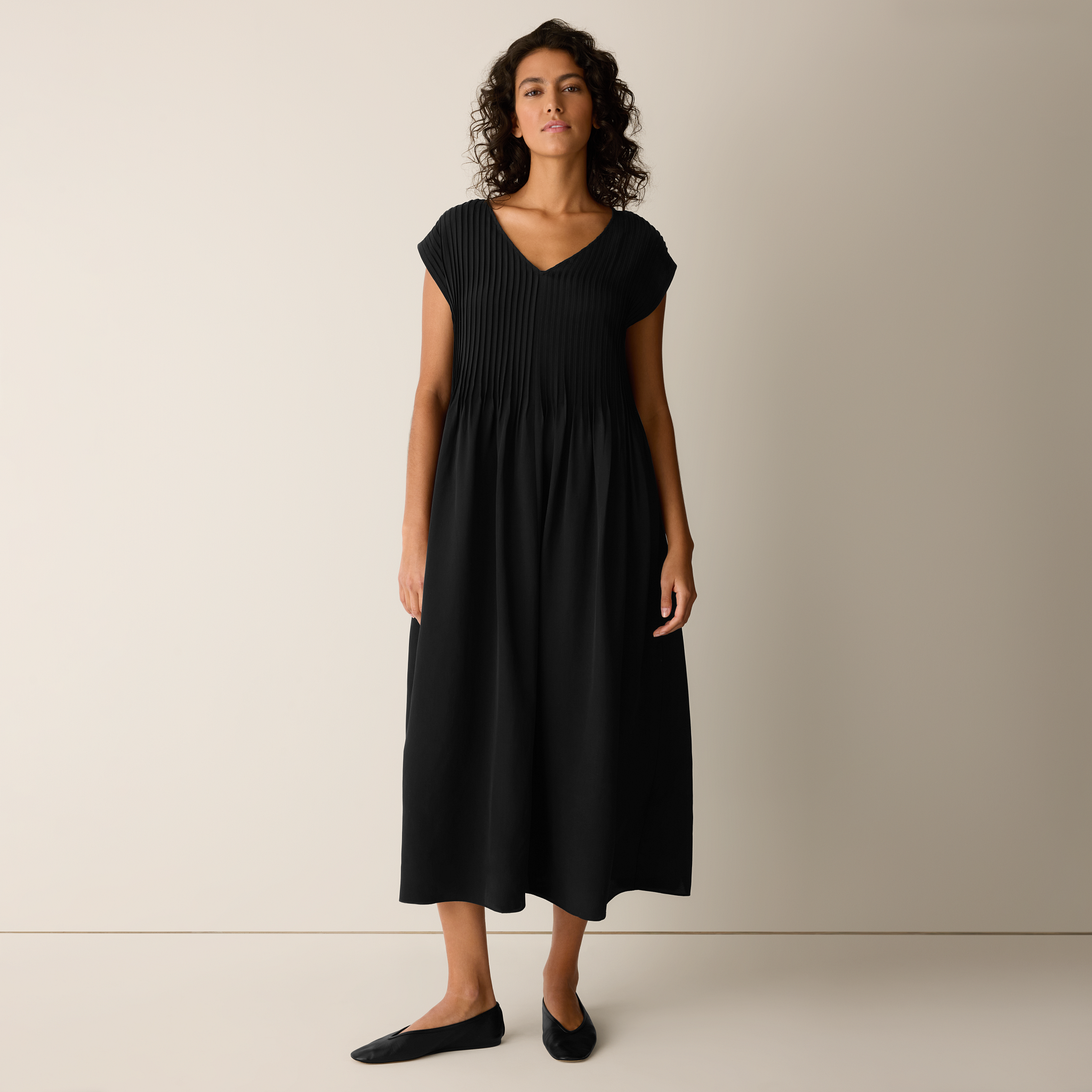 Silk Crepe de Chine V-Neck Dress from EILEEN FISHER - $498