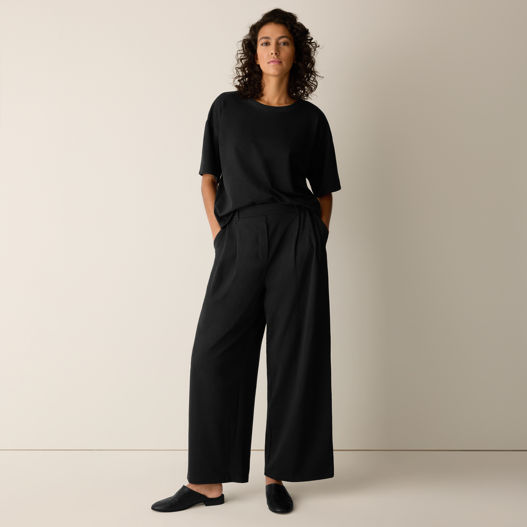 Pima Cotton Stretch Jersey Wide-Leg Pant from EILEEN FISHER - $188