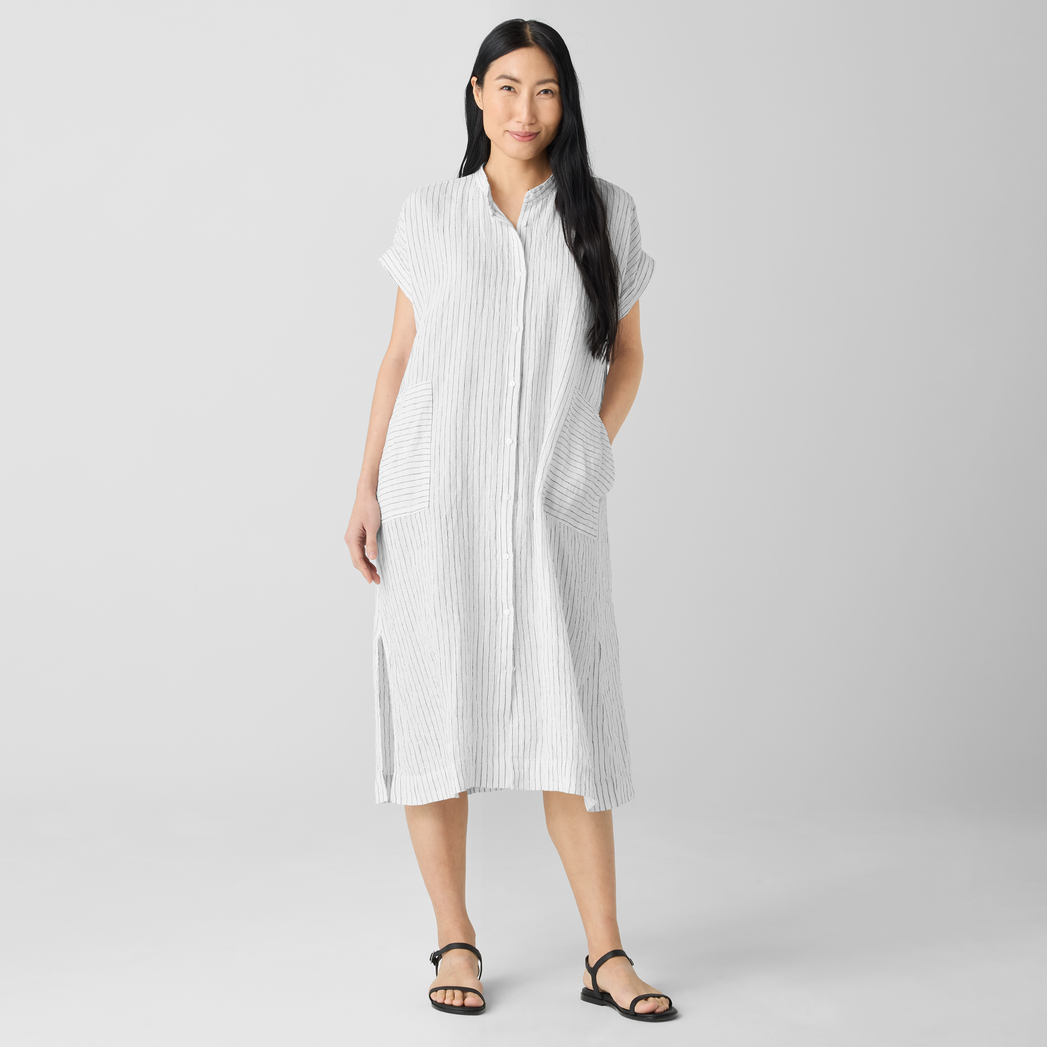 Puckered Organic Linen Shirtdress from EILEEN FISHER - $175.20