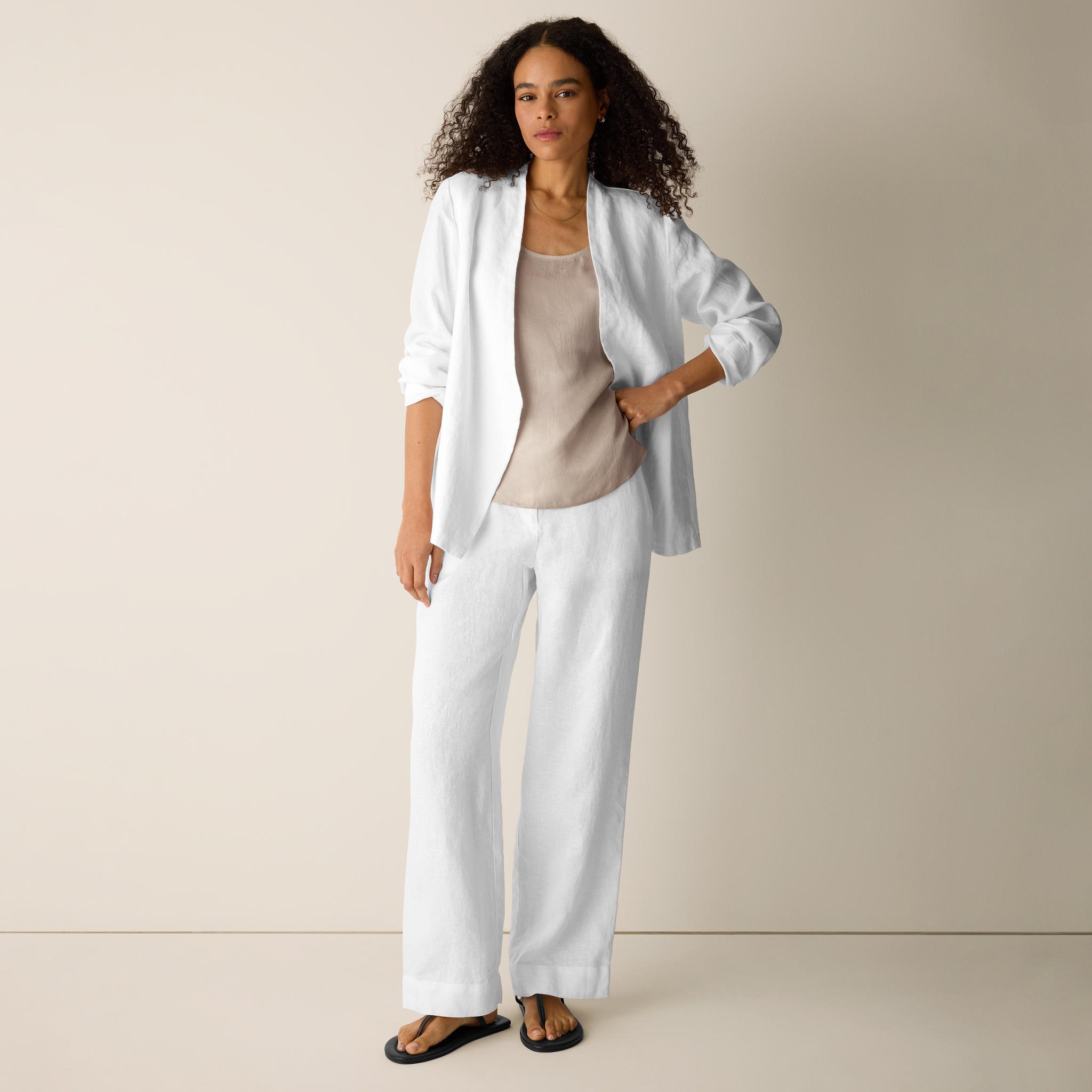 Heavy Organic Linen Full-Length Straight Trouser