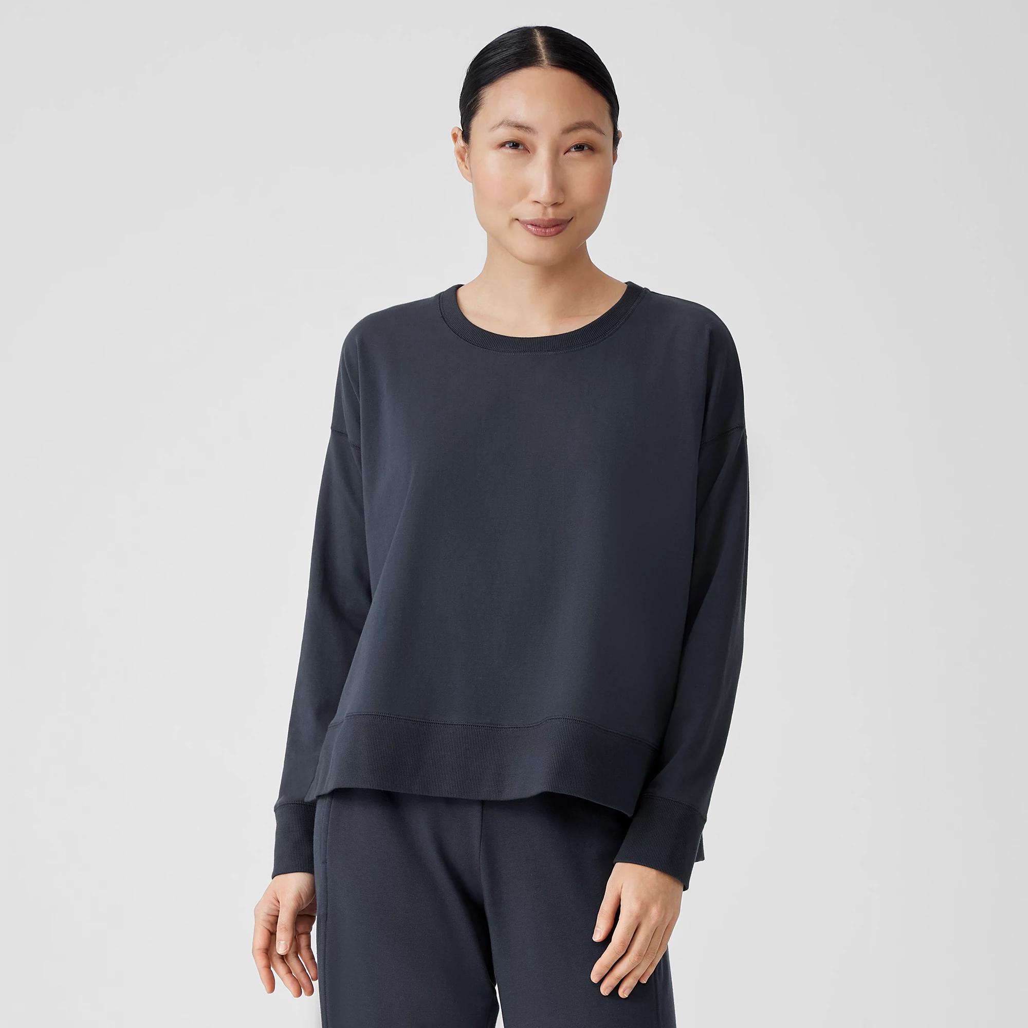 Traceable Organic Cotton Jersey Crew Neck Top EILEEN FISHER