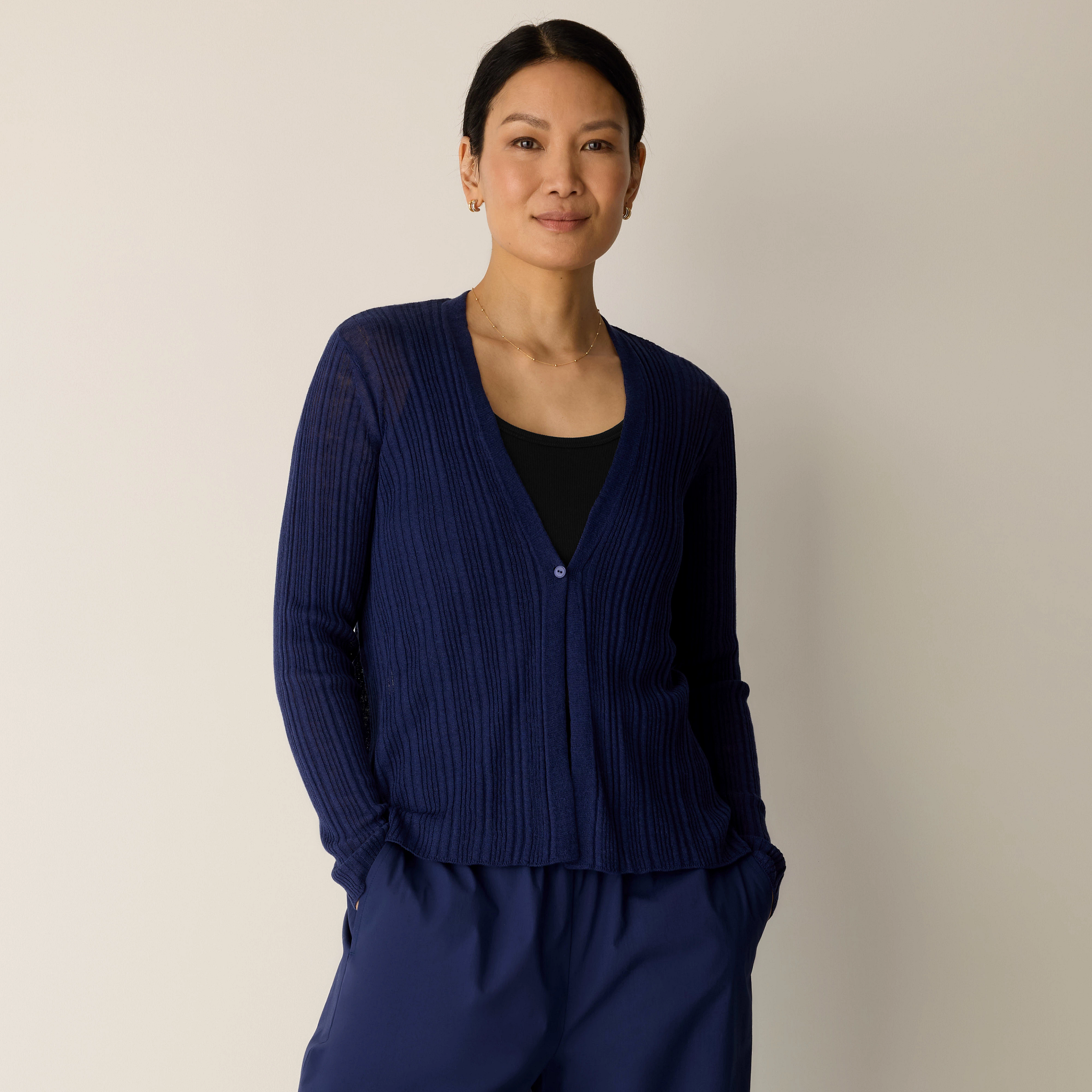 Organic Linen Cotton V-Neck Cardigan from EILEEN FISHER - $228
