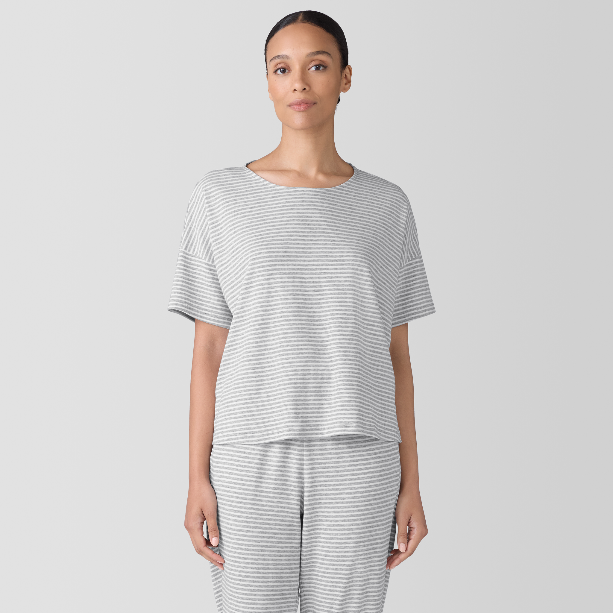 Striped Organic Cotton Interlock Sleep Tee