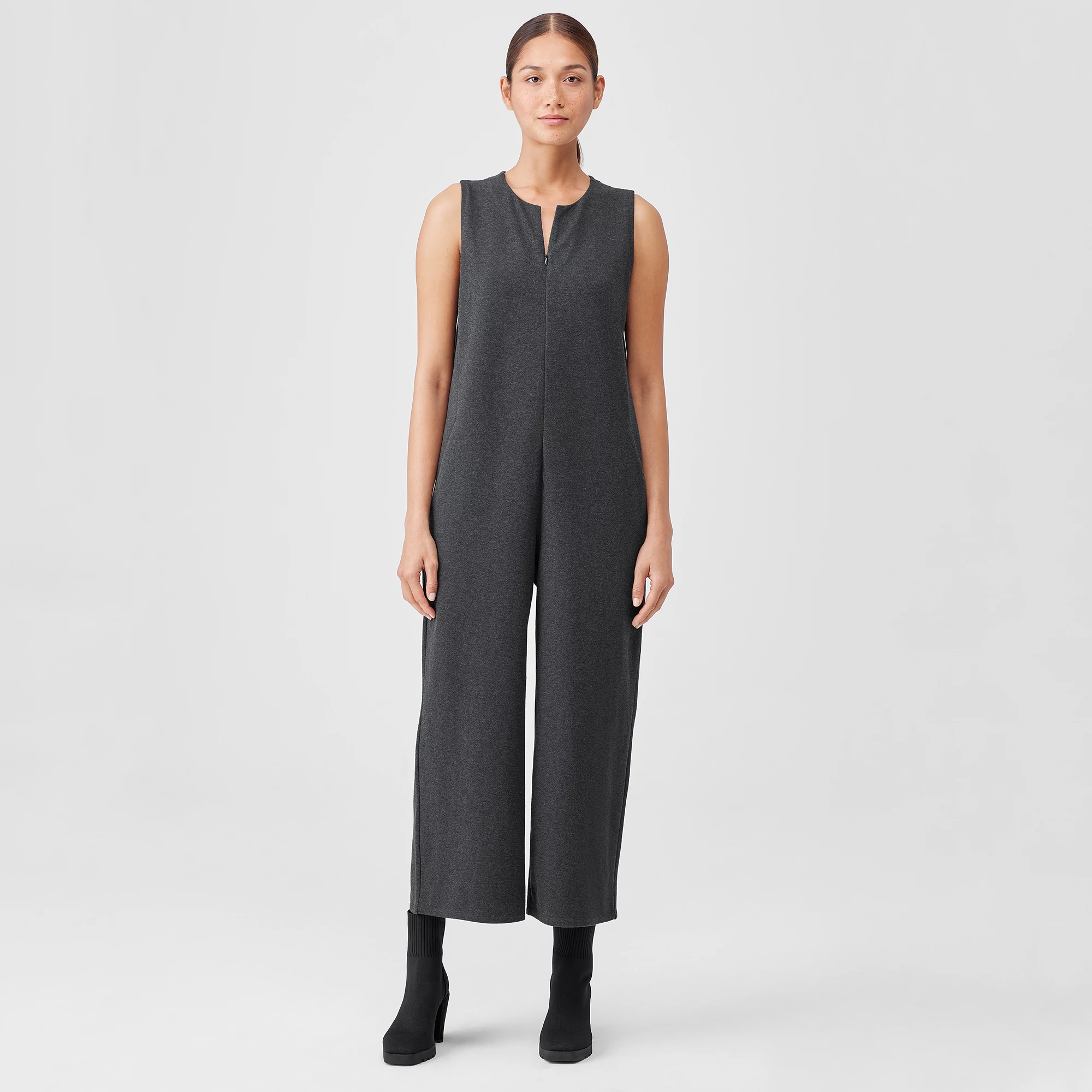 Plage CO/W KNIT オールインワン 38 Organic Cotton Melange Crepe Jumpsuit | EILEEN FISHER