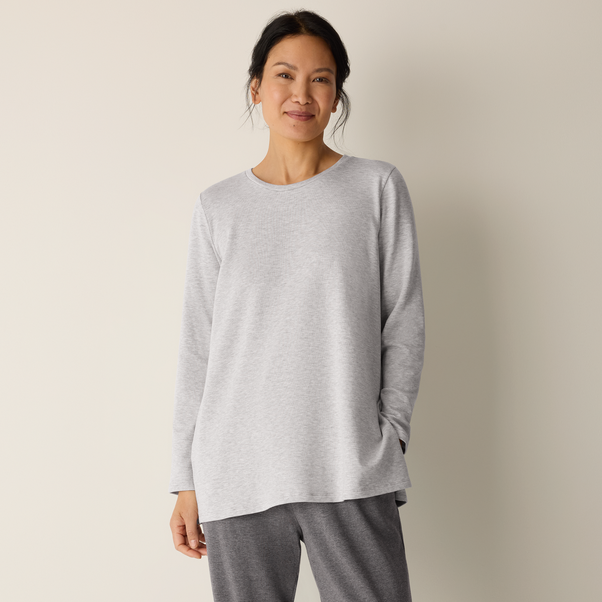 Striped Cozy Brushed Terry Long Top