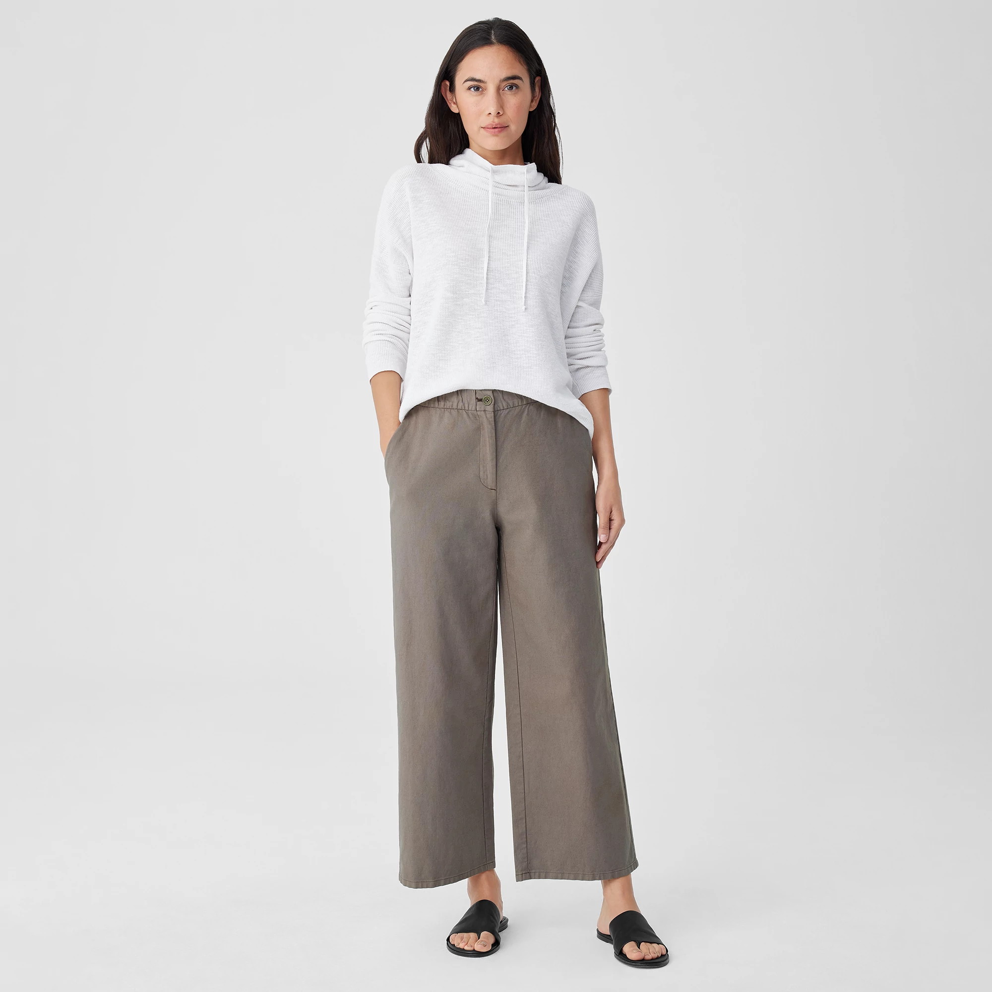Hemp Wide Leg Pants in Natural Beige