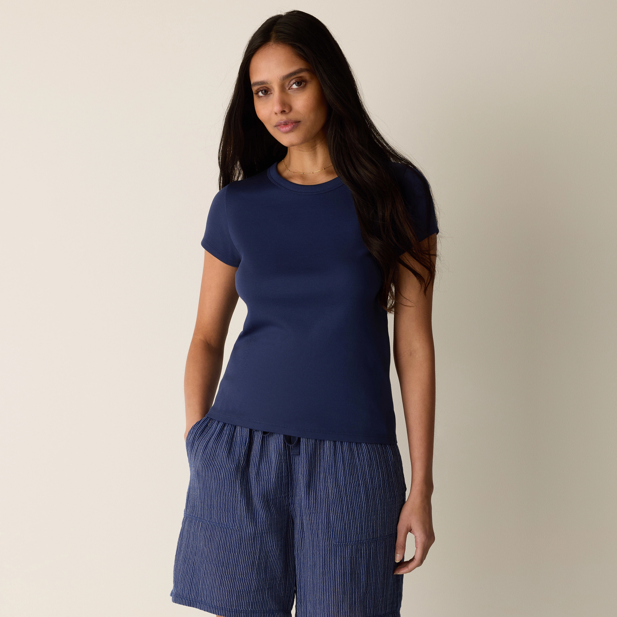 Organic Cotton Stretch Rib Crew Neck Tee from EILEEN FISHER - $108