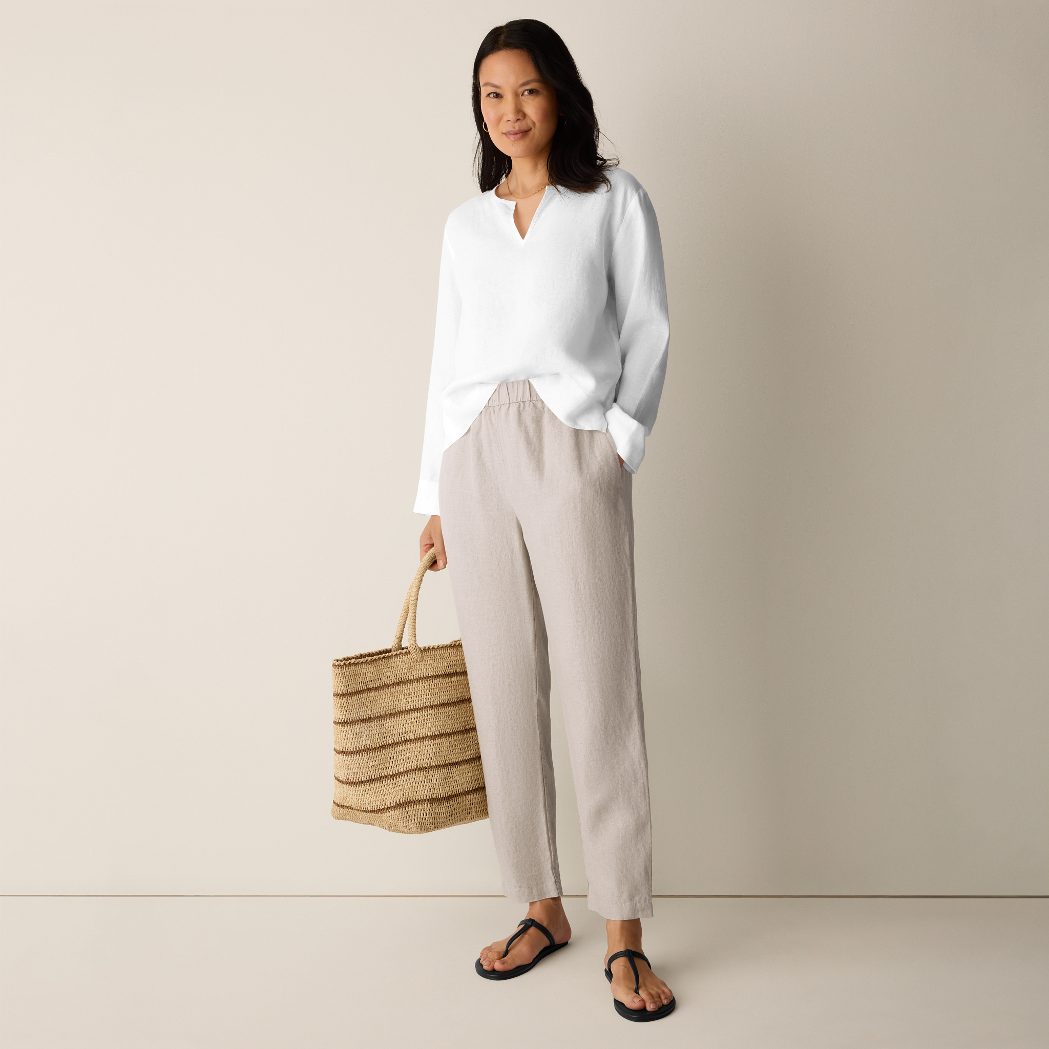 Organic Linen Tapered Pant from EILEEN FISHER - $178