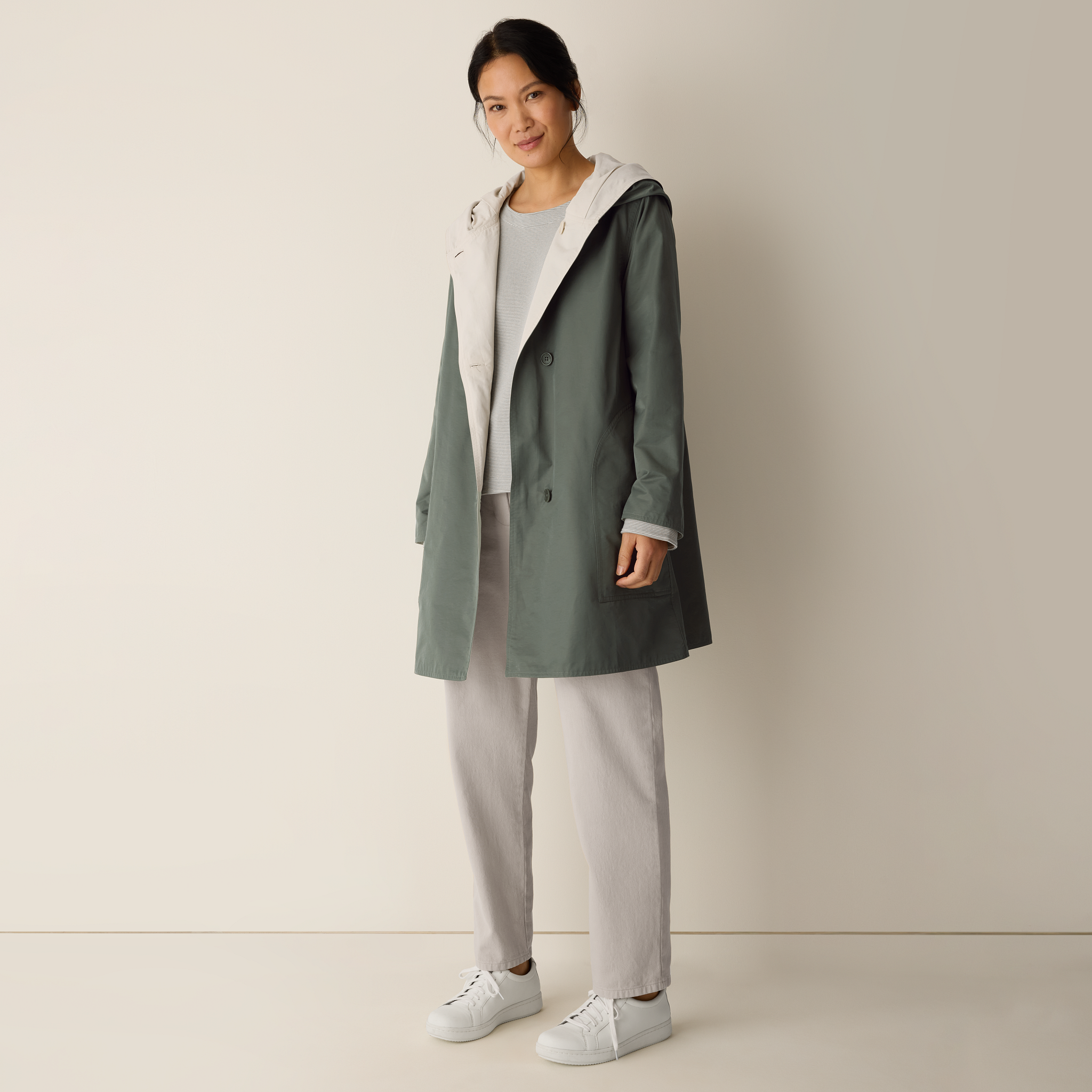Cotton Nylon Reversible Hooded Coat from EILEEN FISHER - $358