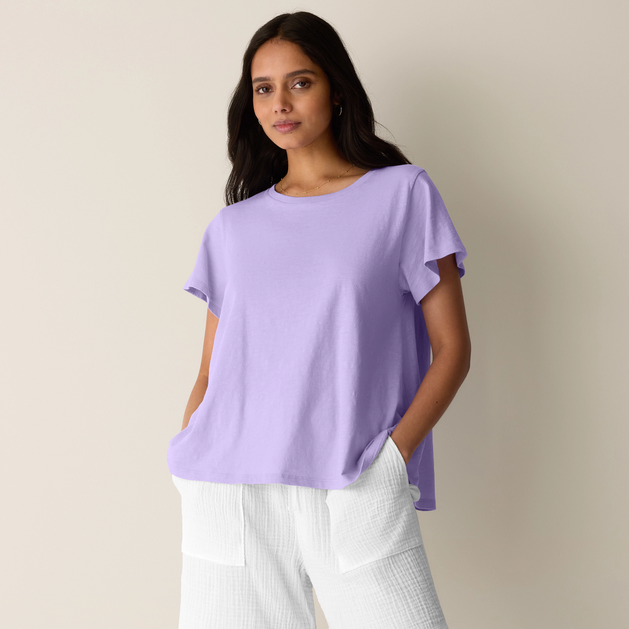 Organic Cotton Slubby Jersey Crew Neck Tee from EILEEN FISHER - $78