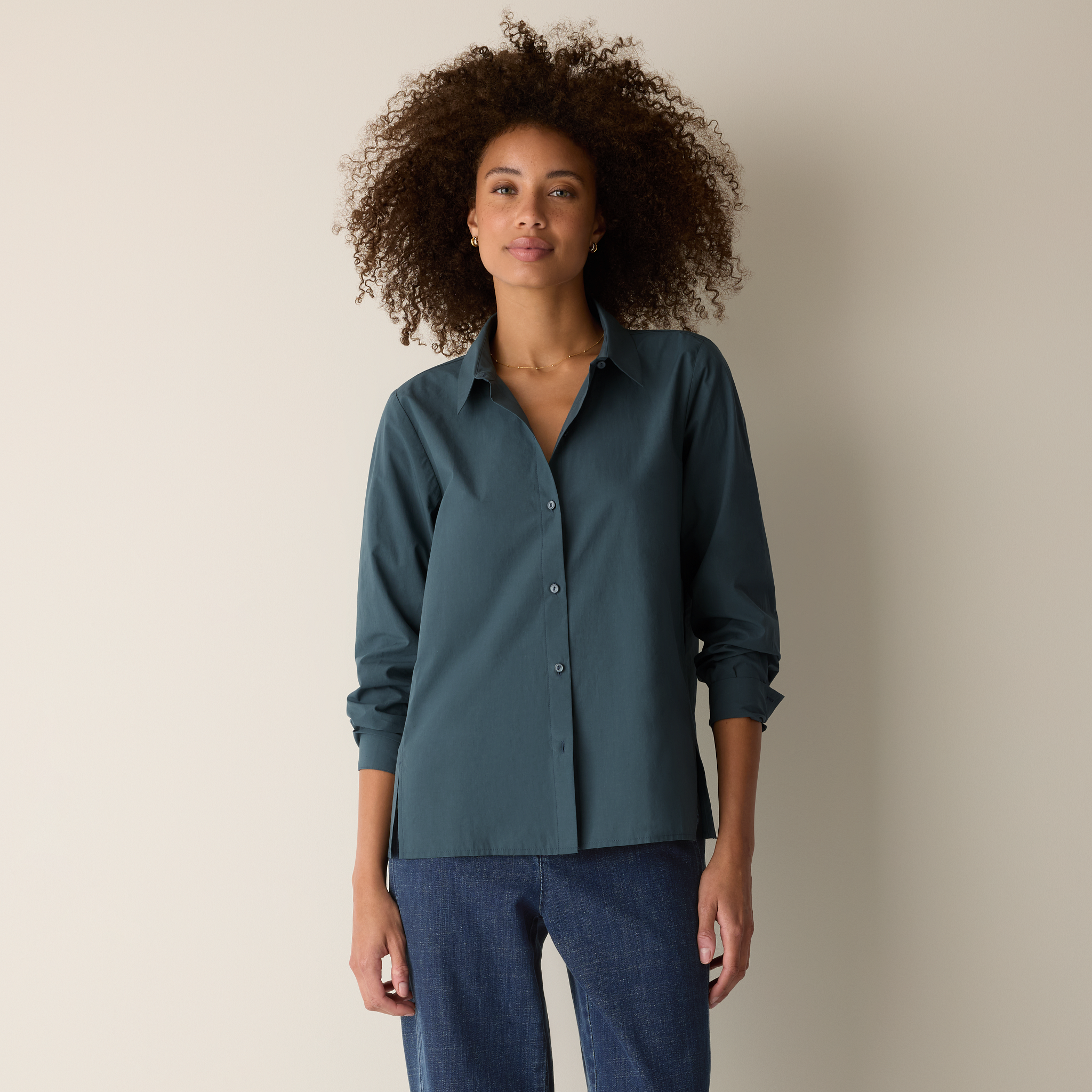 Organic Cotton Poplin Classic Collar Swing Shirt from EILEEN FISHER - $119.20
