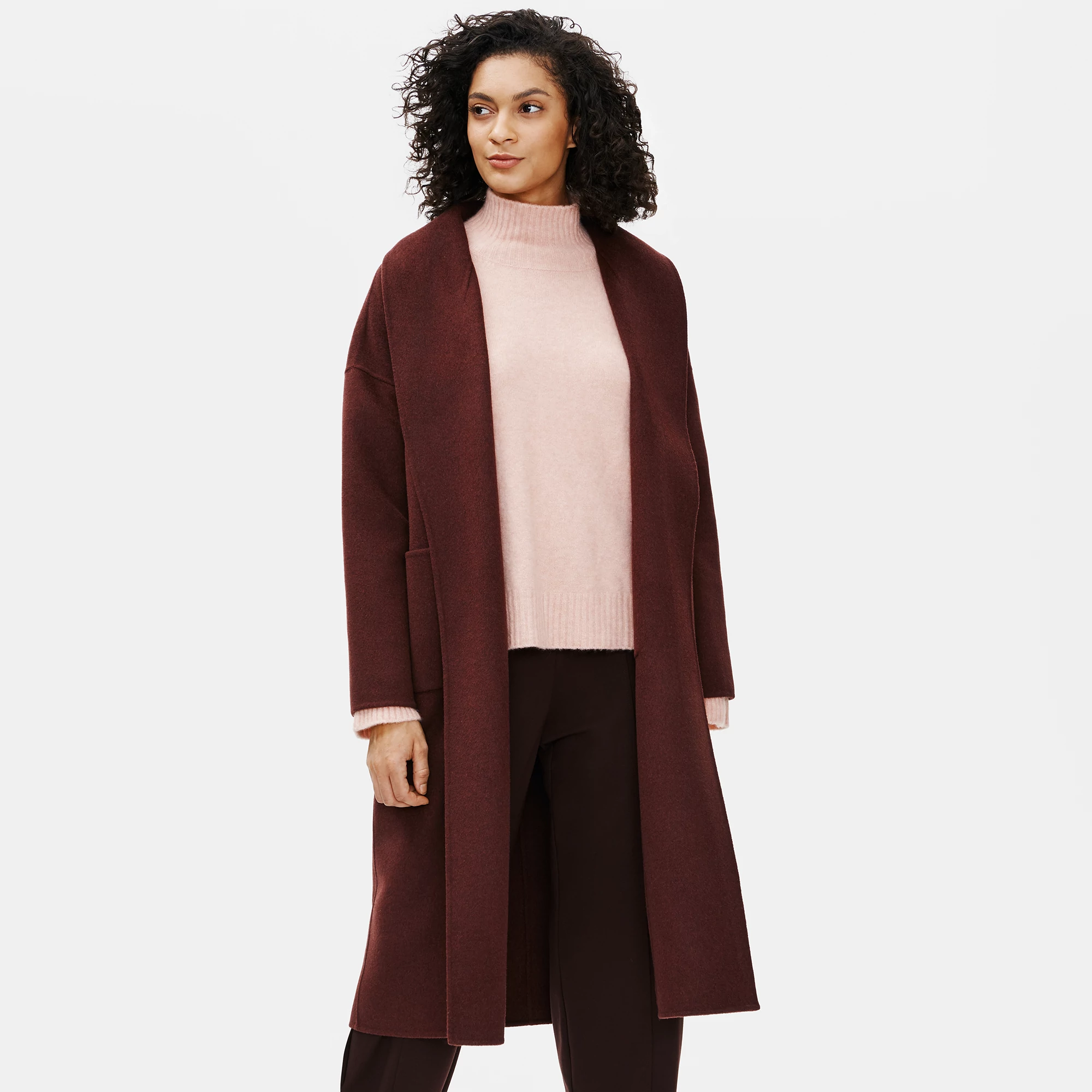 doubleface wool cashmere shawl collar coat