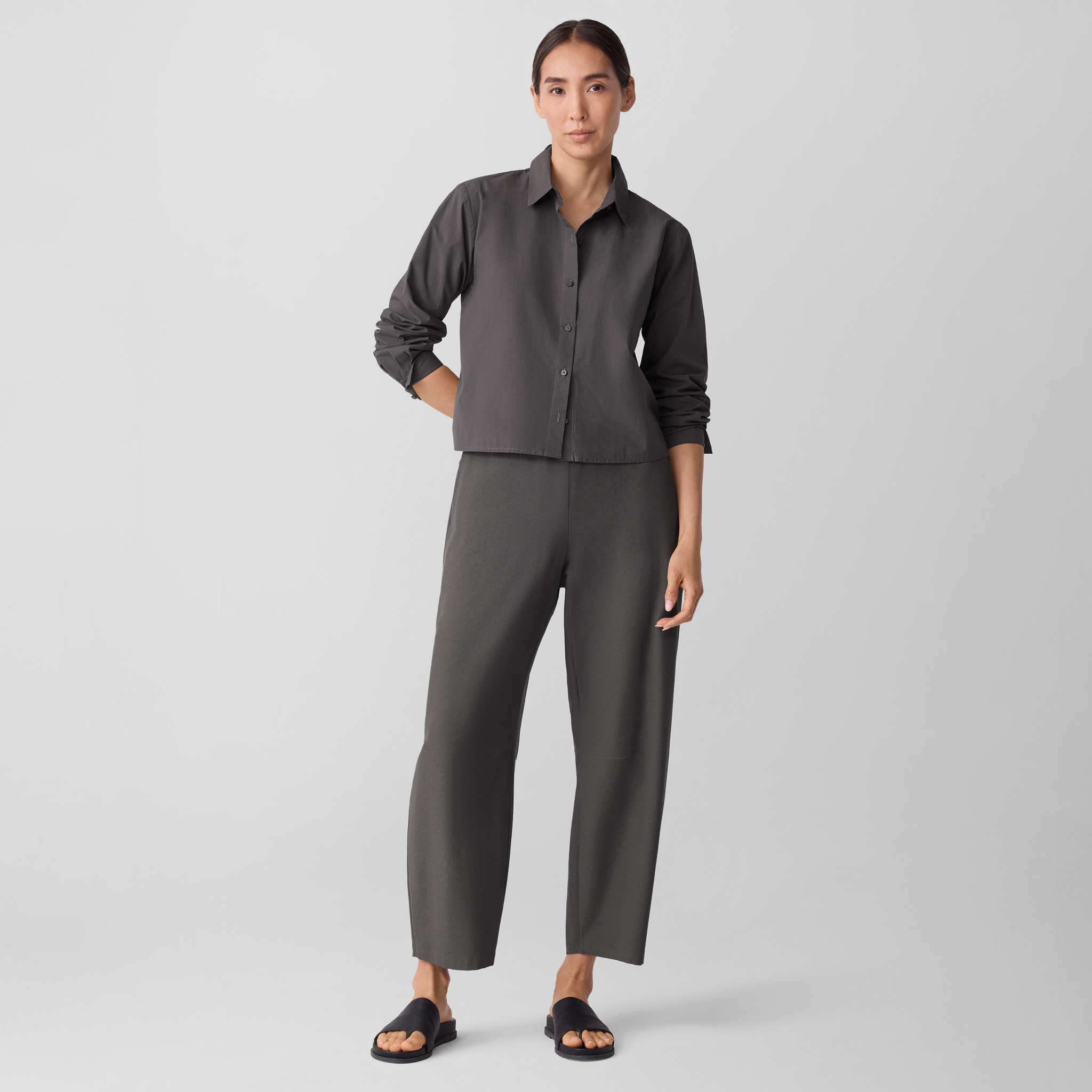 Washed Organic Cotton Poplin Classic Collar Short Shirt