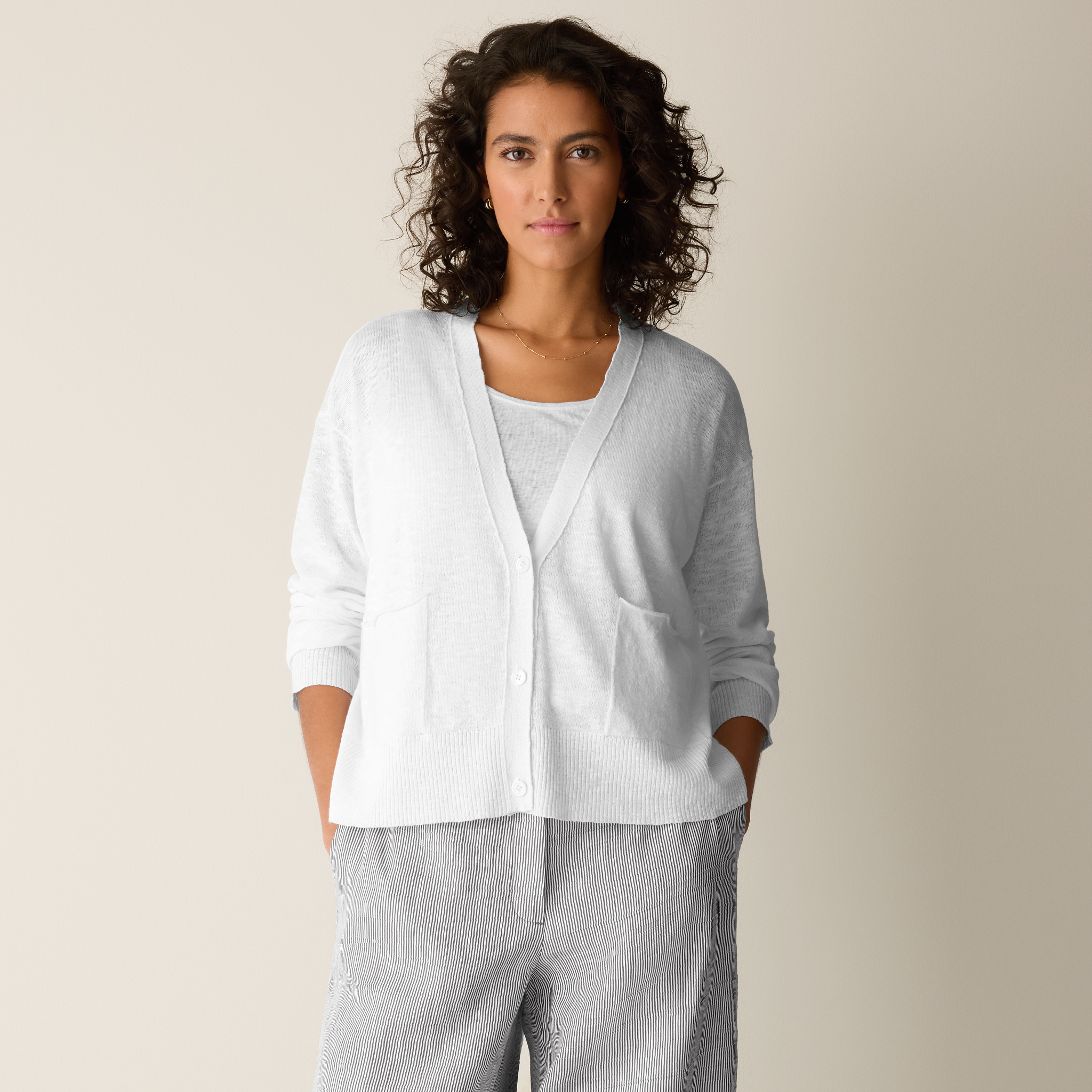 Organic Linen Cotton Slub Slouchy Cardigan