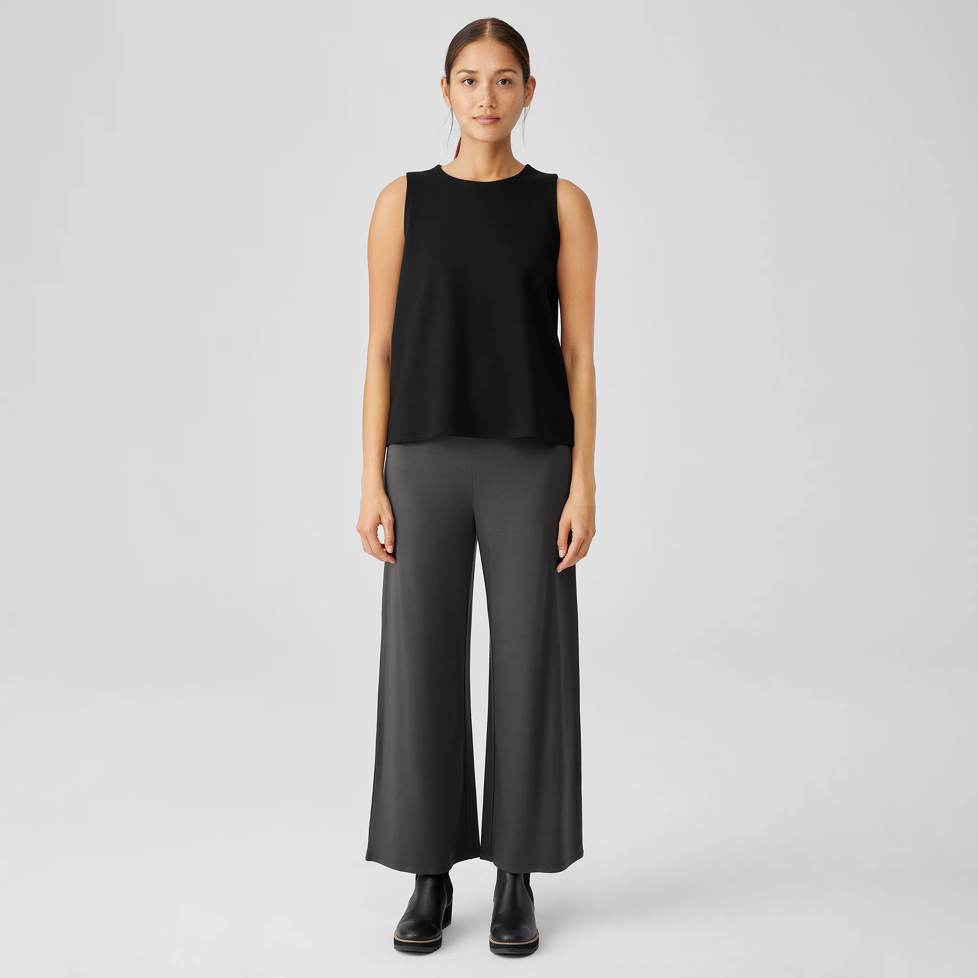 Stretch Jersey Knit WideLeg Pant EILEEN FISHER