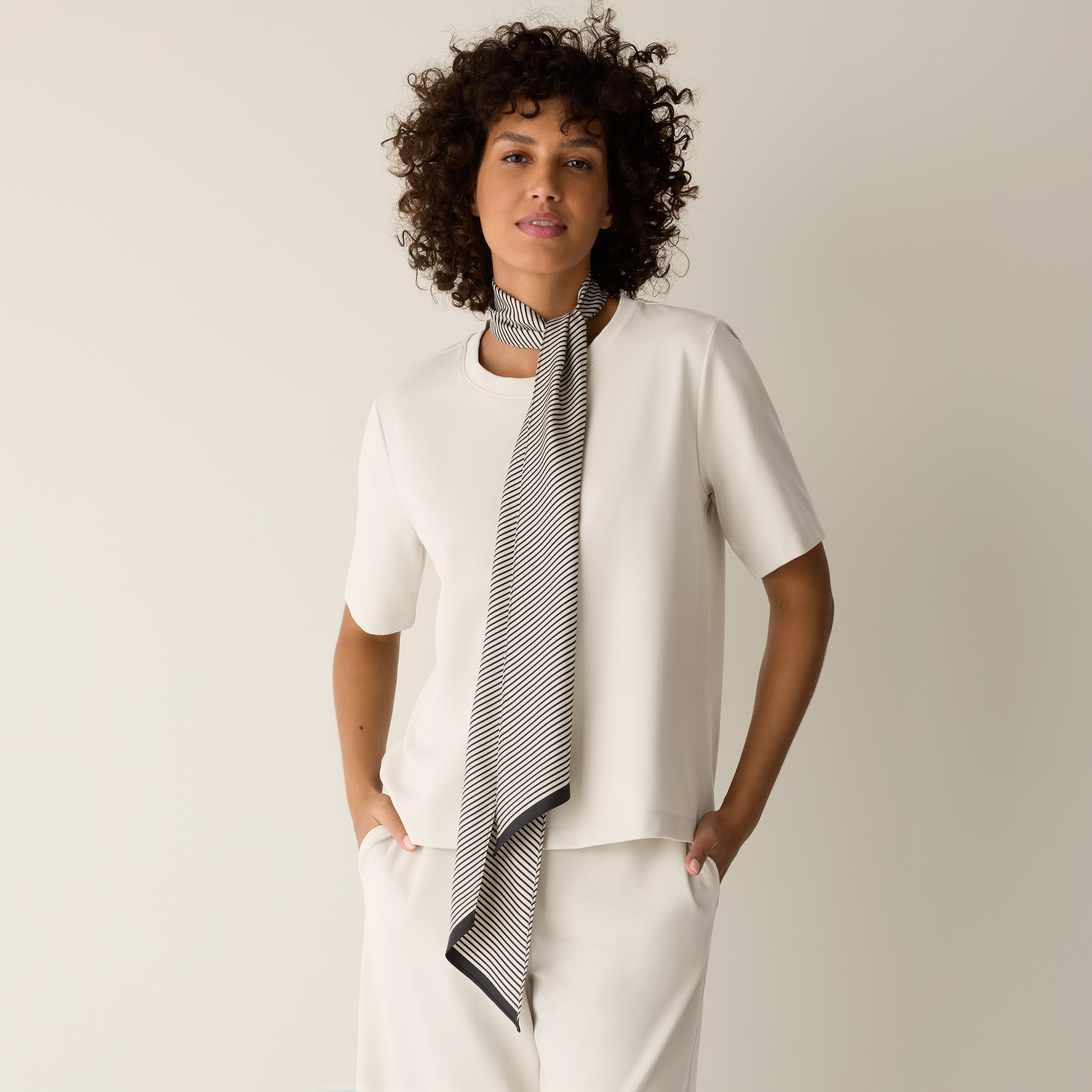 Microstripe Silk Twill Tie Scarf