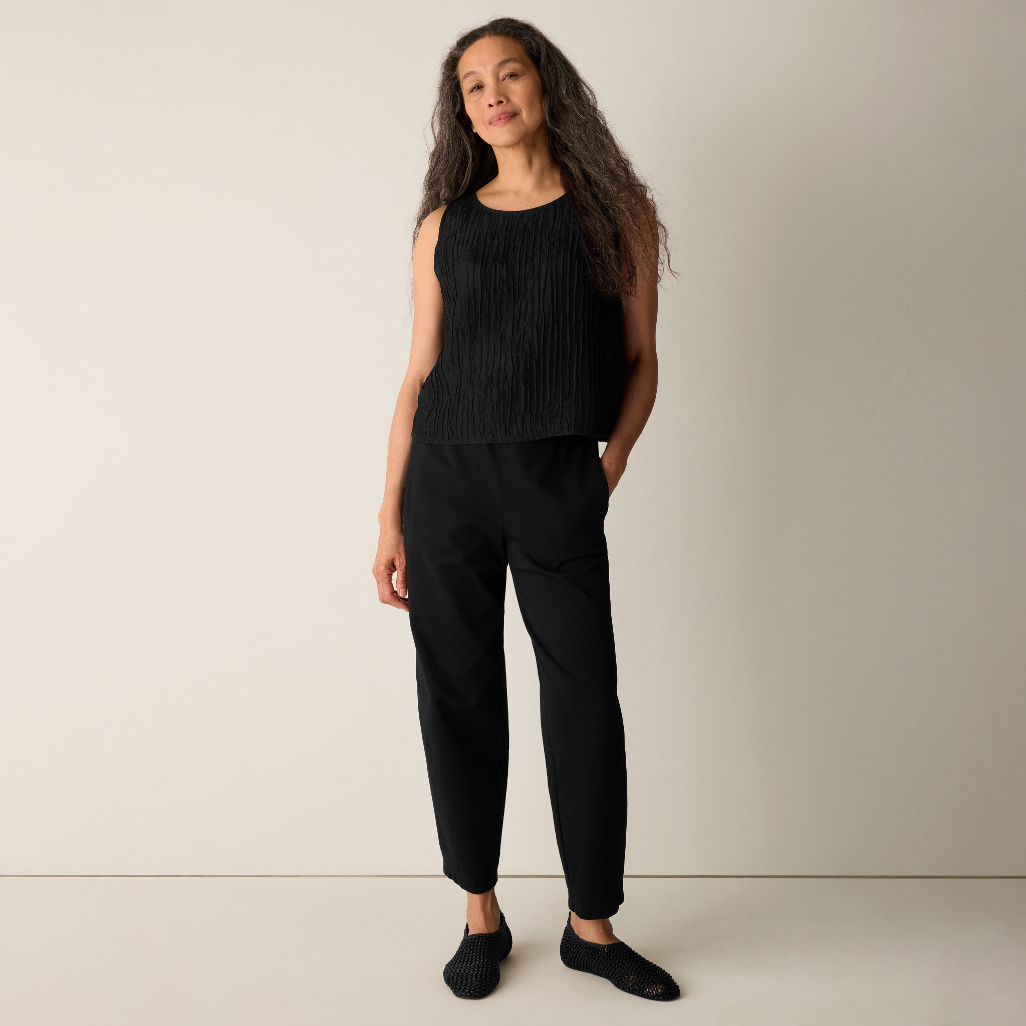 Cotton Blend Ponte Lantern Pant