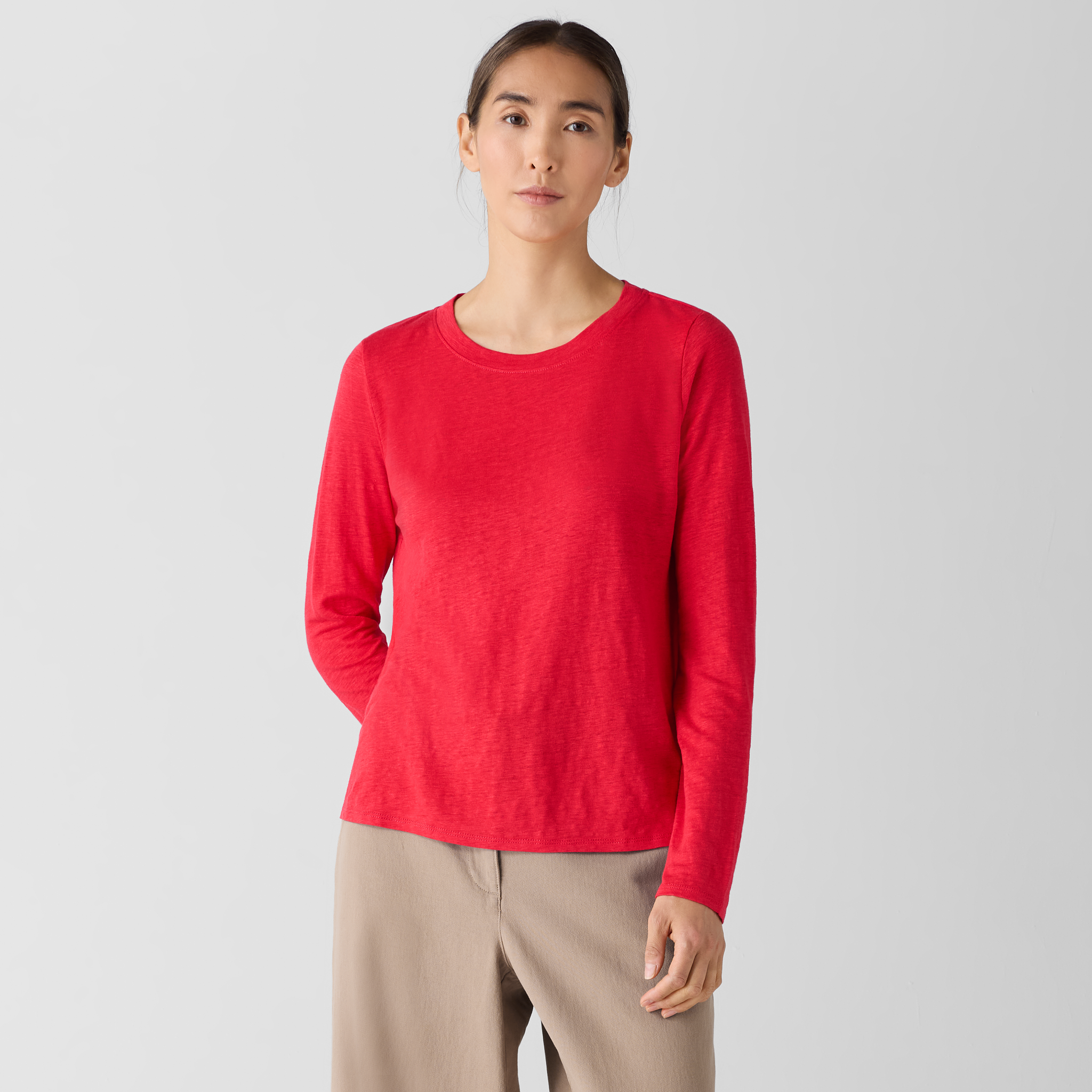 Organic Linen Jersey Long-Sleeve Tee | EILEEN FISHER