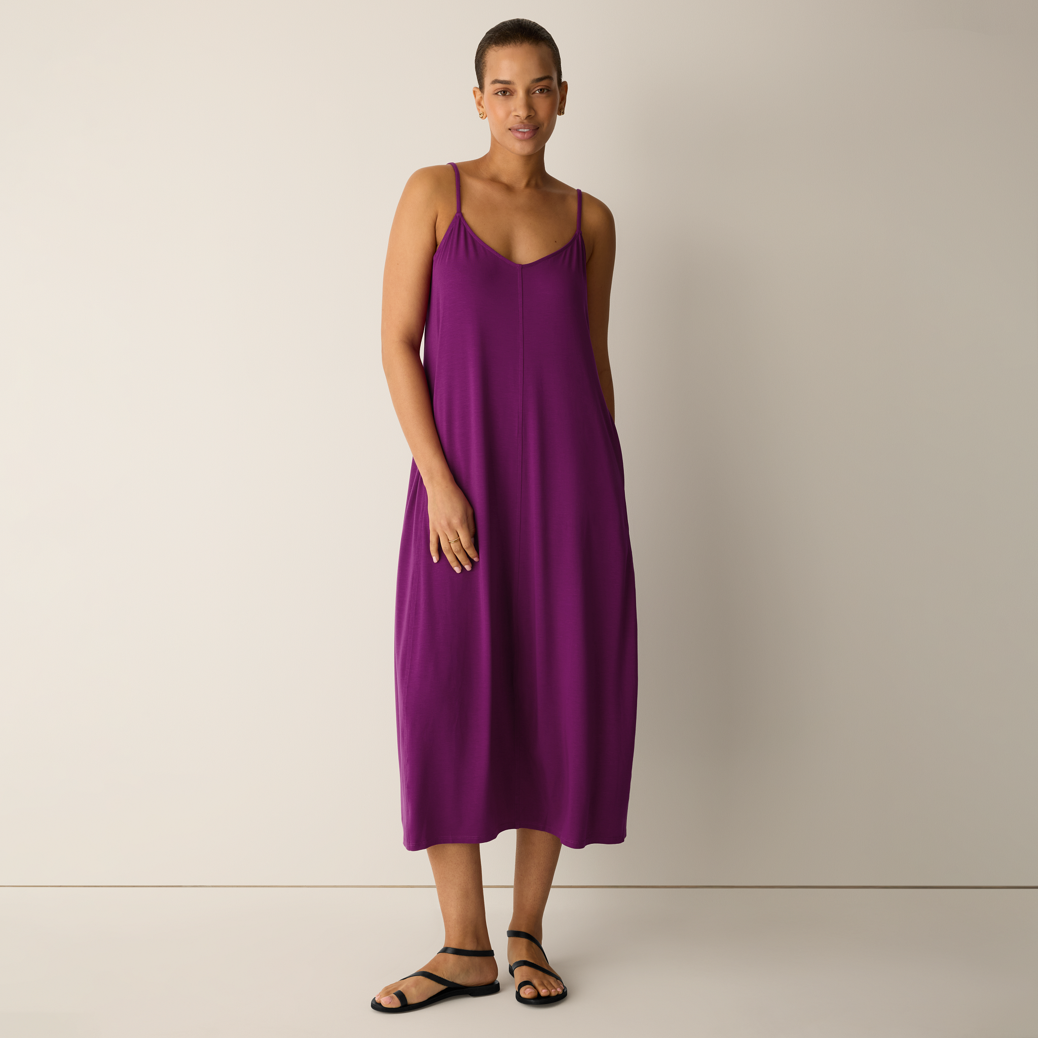 Fine Jersey Lantern Dress from EILEEN FISHER - $198