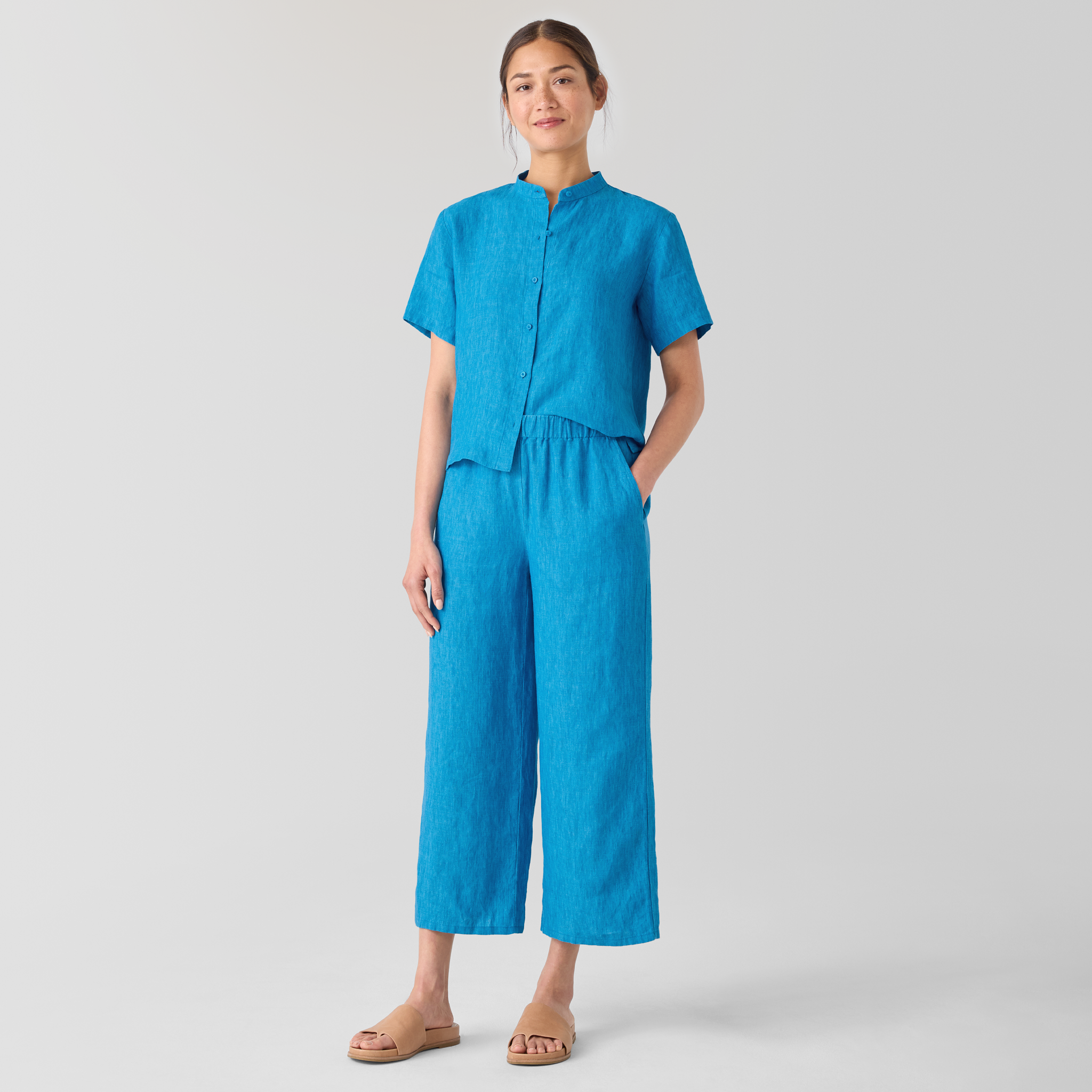 Washed Organic Linen Délavé Wide-Leg Pant from EILEEN FISHER - $127.20