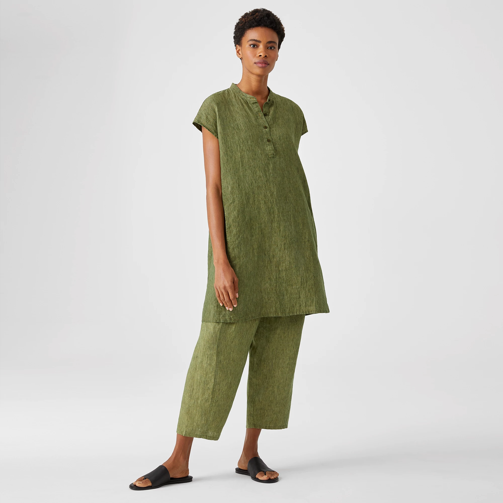 Washed Organic Linen Delave Shirtdress | EILEEN FISHER