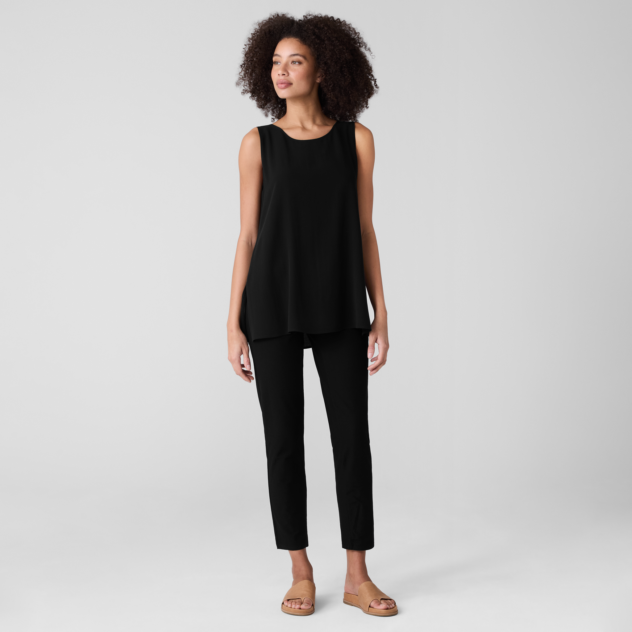 Washable Stretch Crepe High-Waisted Pant