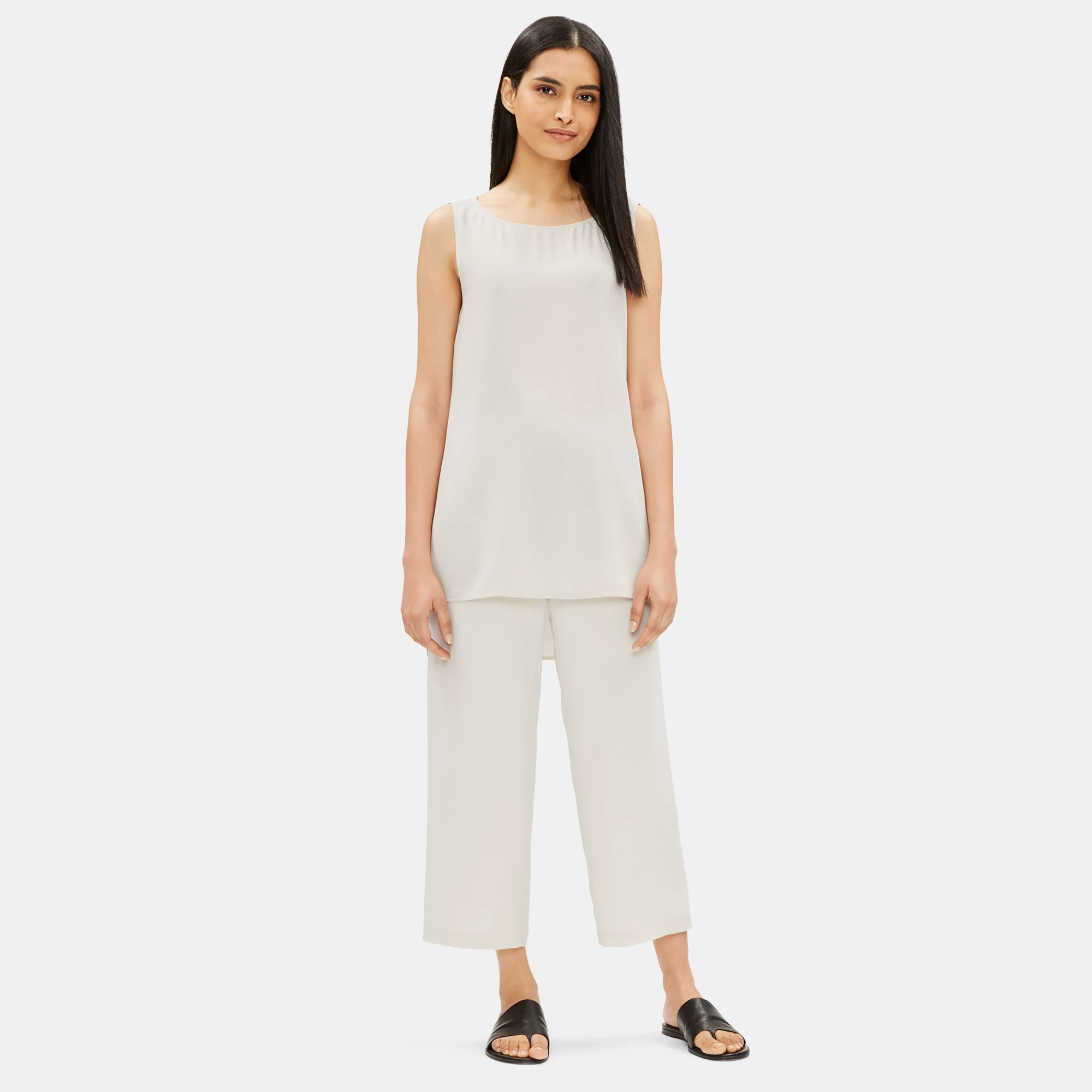 System Silk Georgette Crepe Cropped Pant | EILEEN FISHER