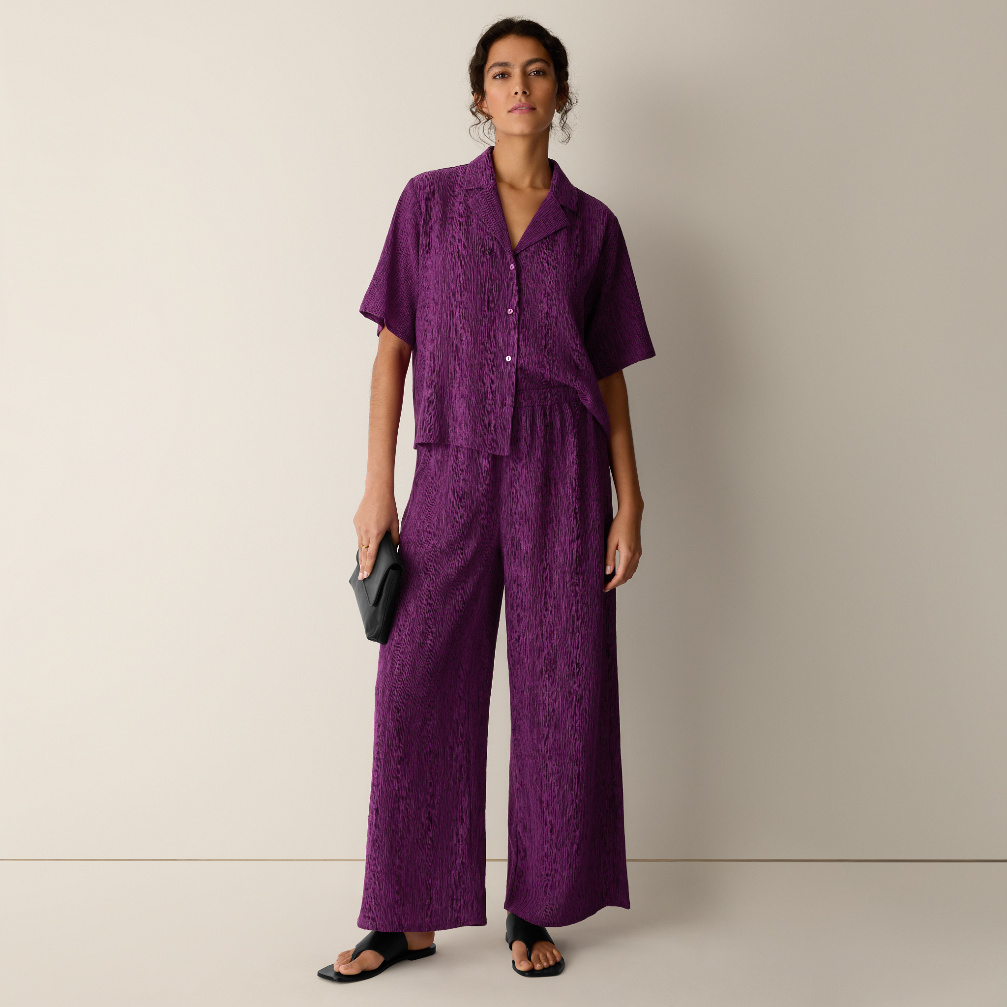 Woven Plissé Wide-Leg Pant from EILEEN FISHER - $188