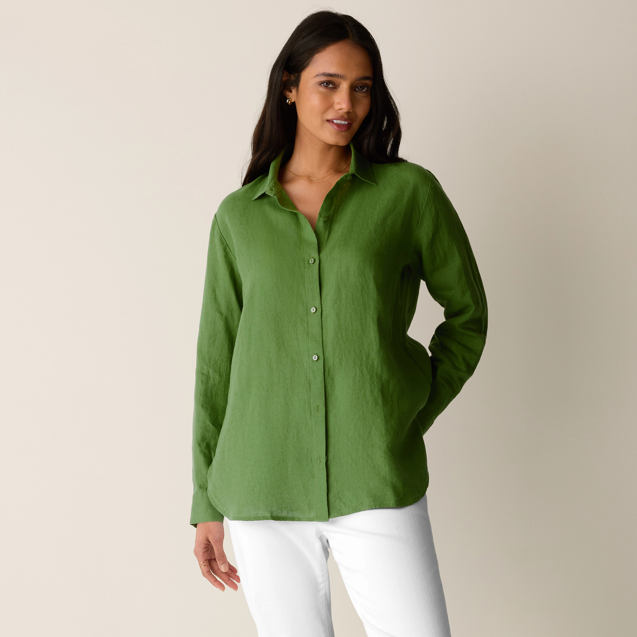 Organic Handkerchief Linen Classic Collar Shirt from EILEEN FISHER - $188