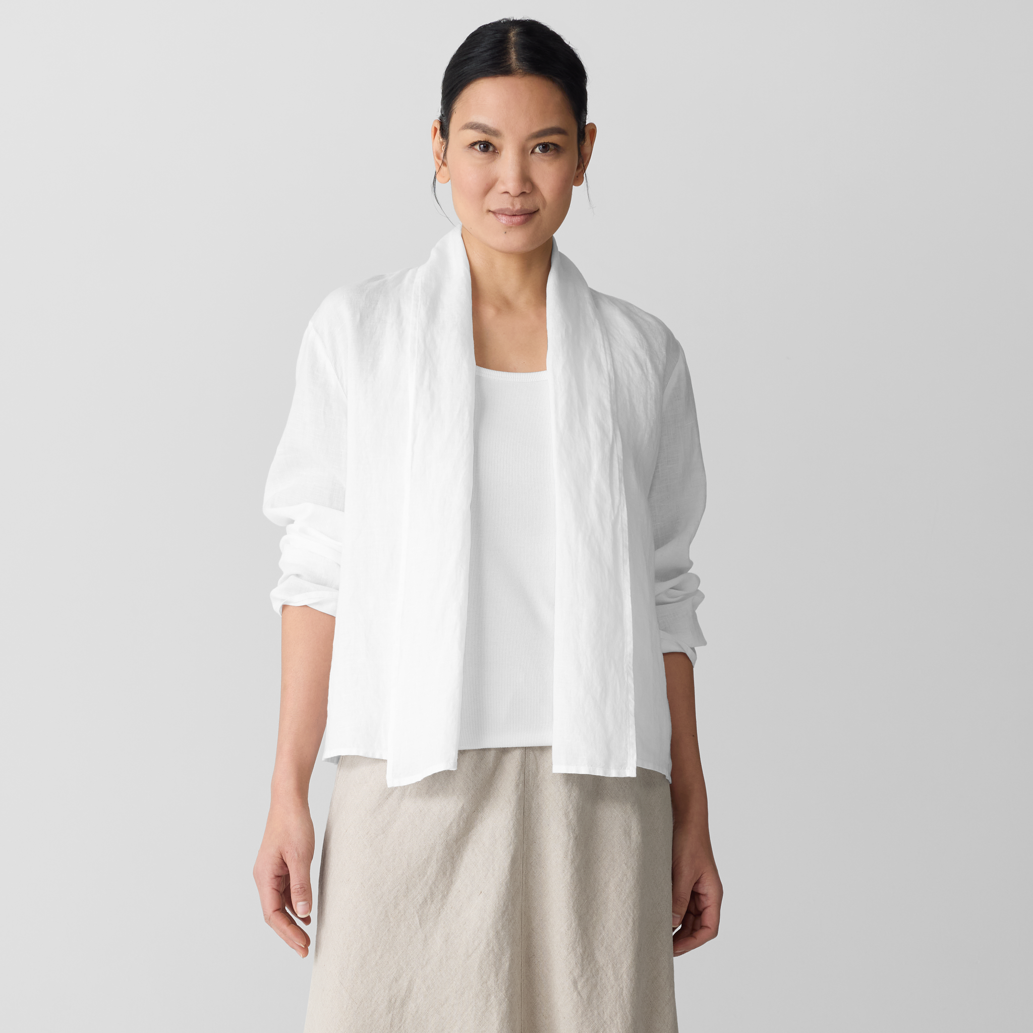 Organic Handkerchief Linen High Collar Jacket