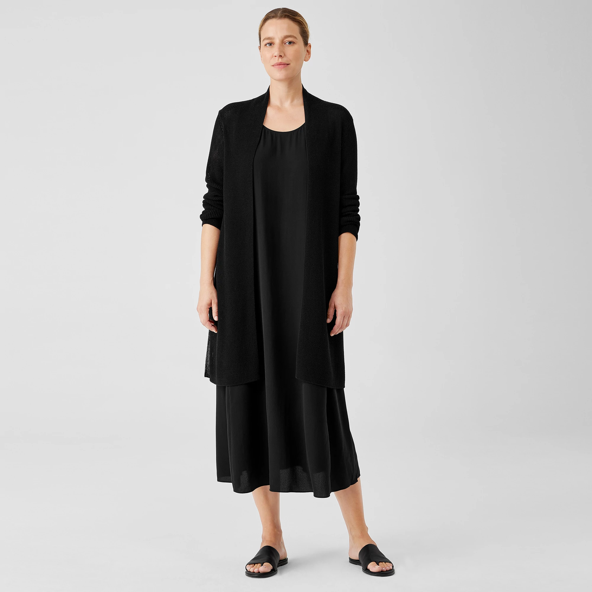 Organic Cotton Silk Cord Long Cardigan | EILEEN FISHER