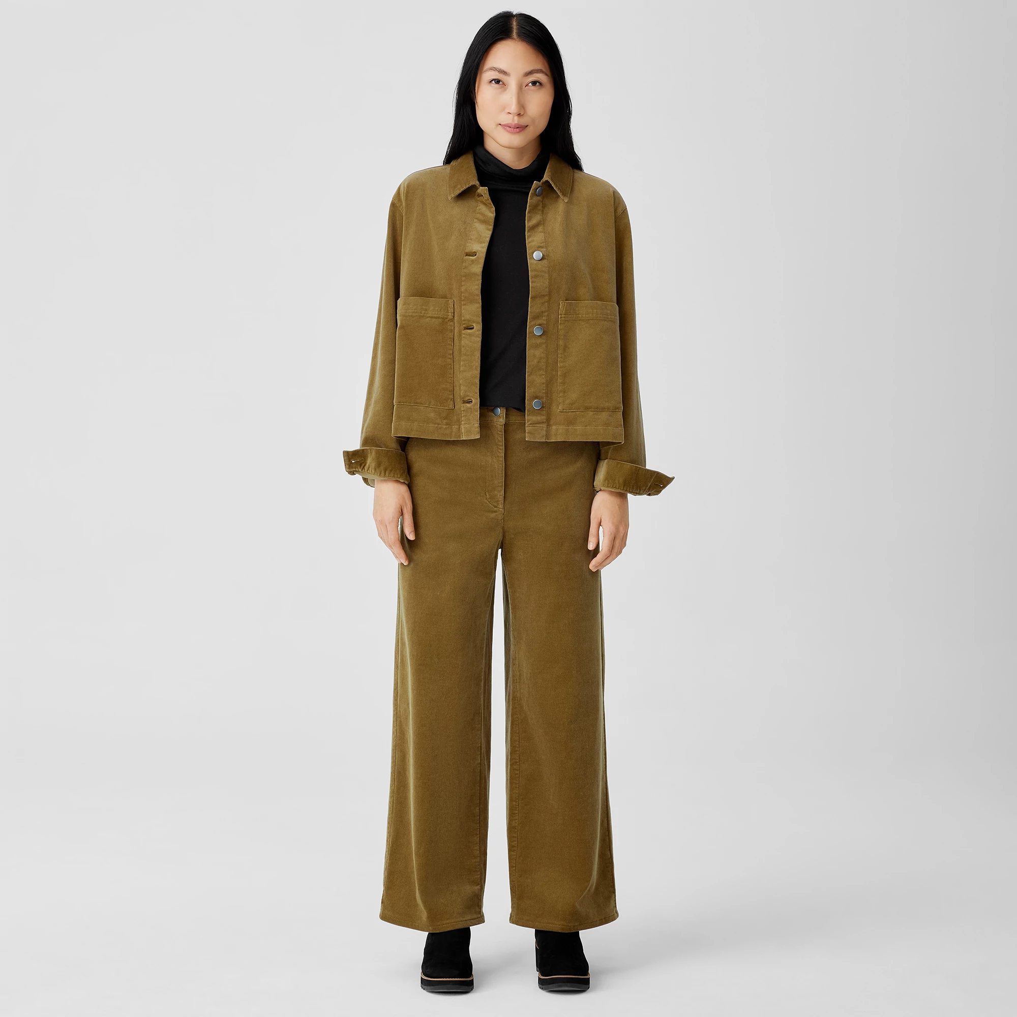 Organic Cotton Stretch Corduroy WideLeg Pant EILEEN FISHER