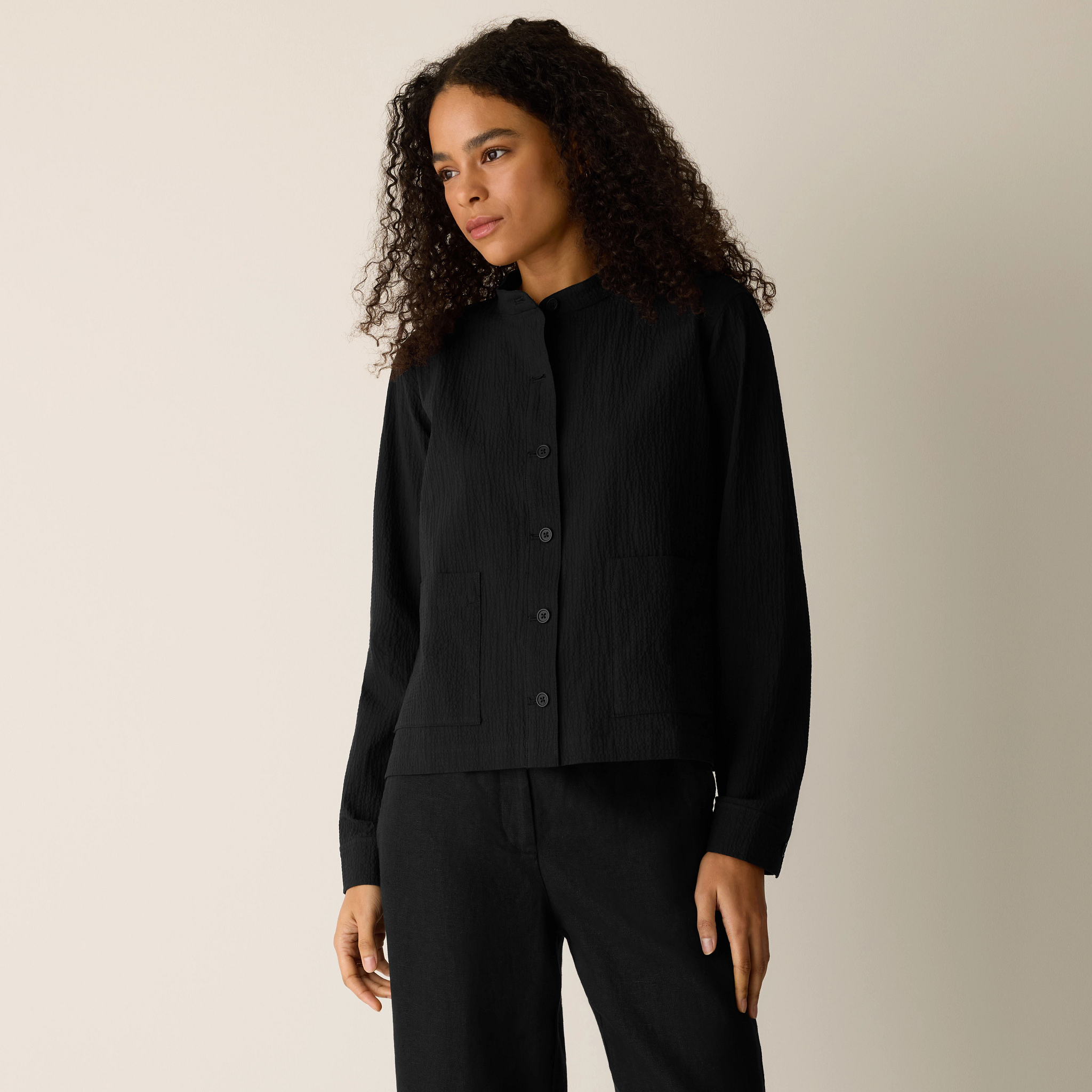 Organic Cotton Pucker Shirt Jacket