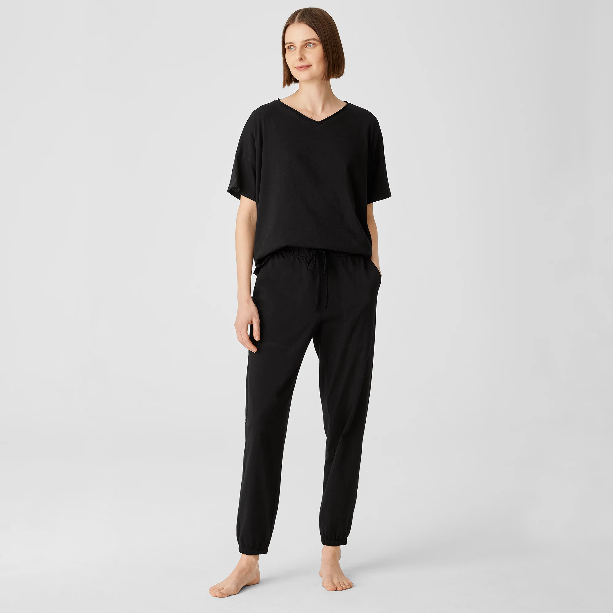 Slubby Organic Cotton Jogger Sleep Pant EILEEN FISHER
