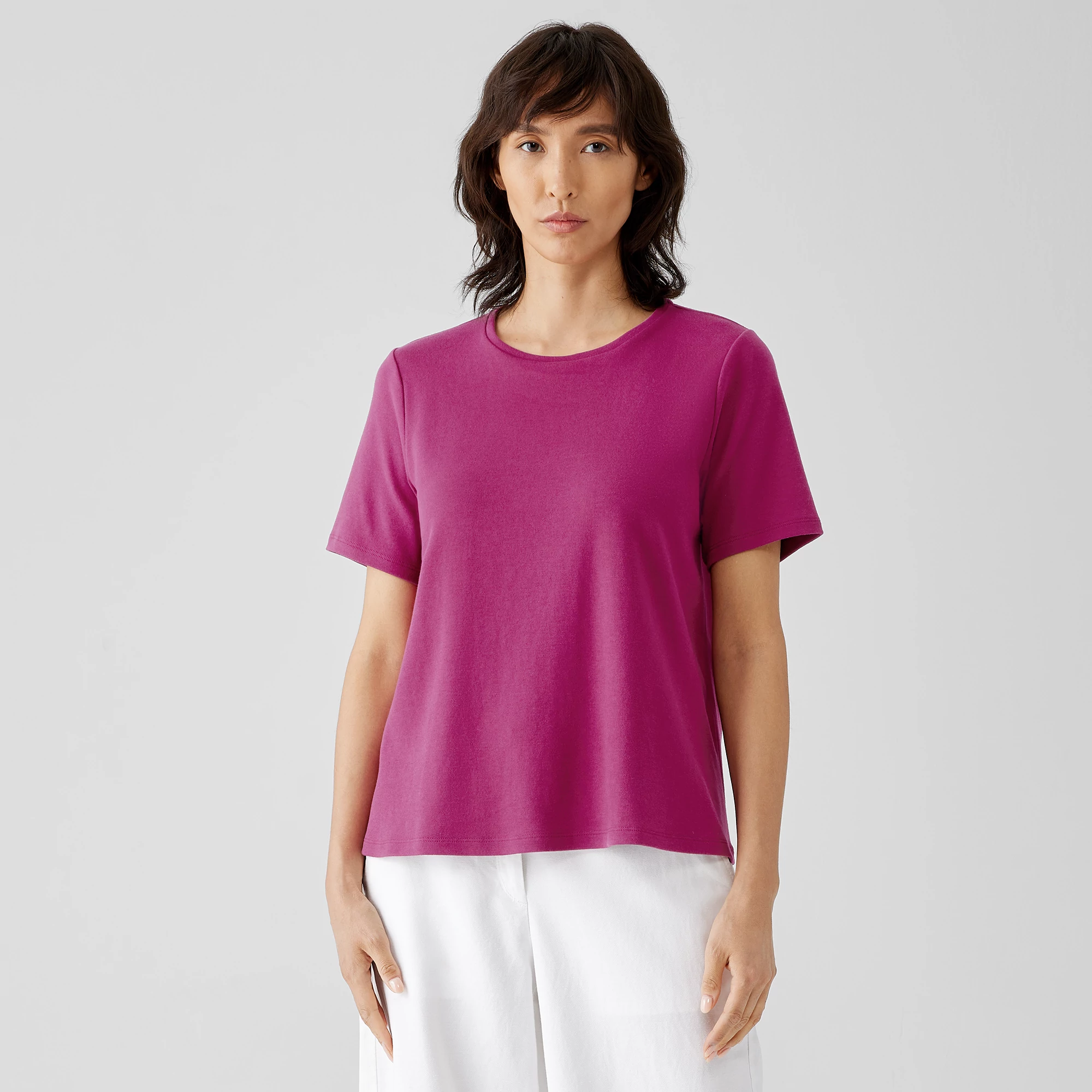 Organic Cotton Interlock Crew Neck Tee | EILEEN FISHER