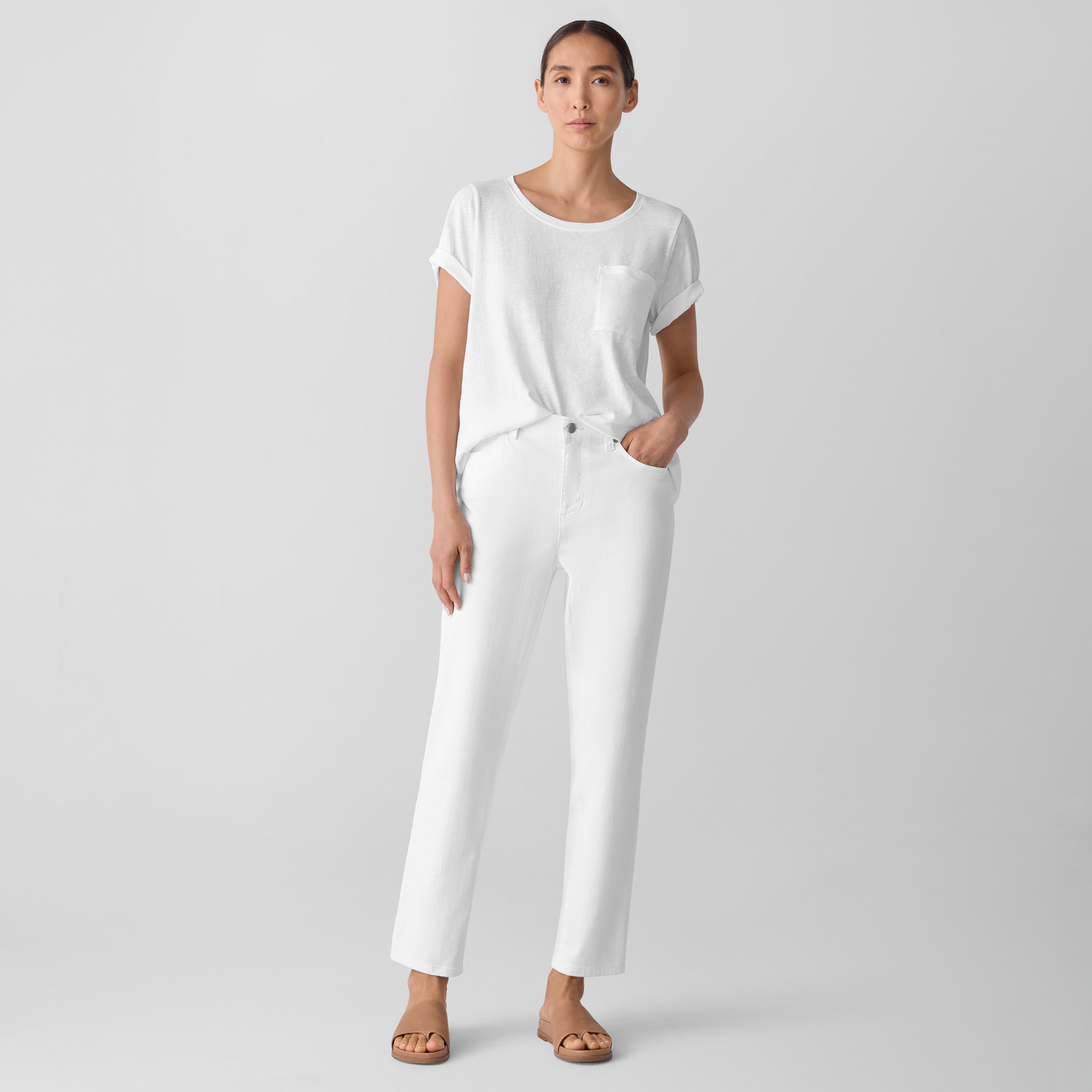 Garment-Dyed Organic Cotton Denim Slim Jean from EILEEN FISHER - $188