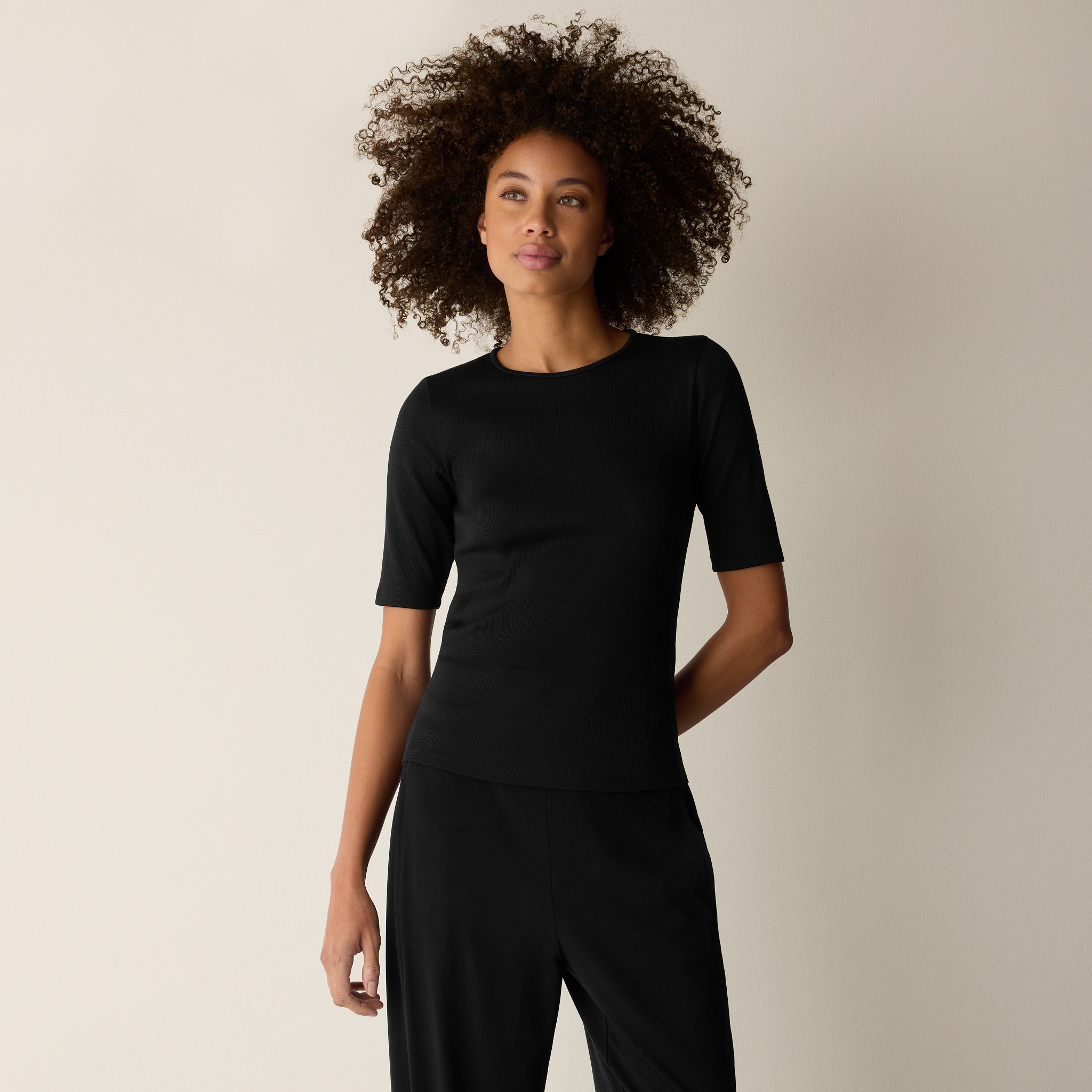 Organic Cotton Stretch Rib Crew Neck Tee from EILEEN FISHER - $108