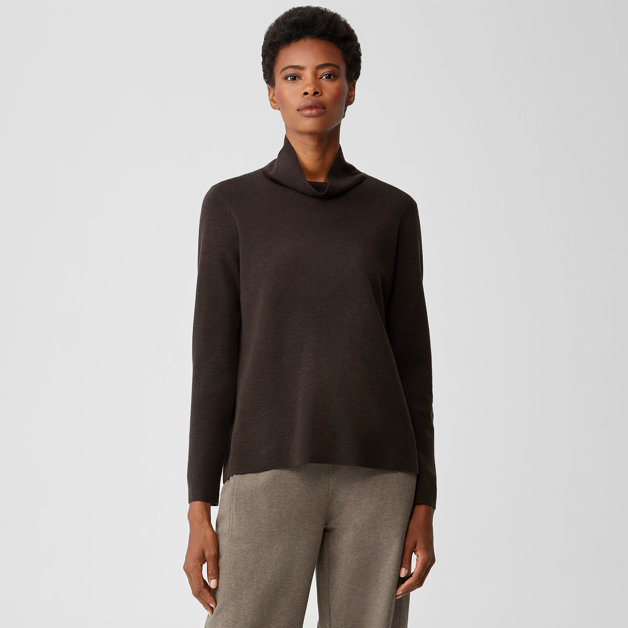 Ultrafine Merino Scrunch Neck Top | EILEEN FISHER