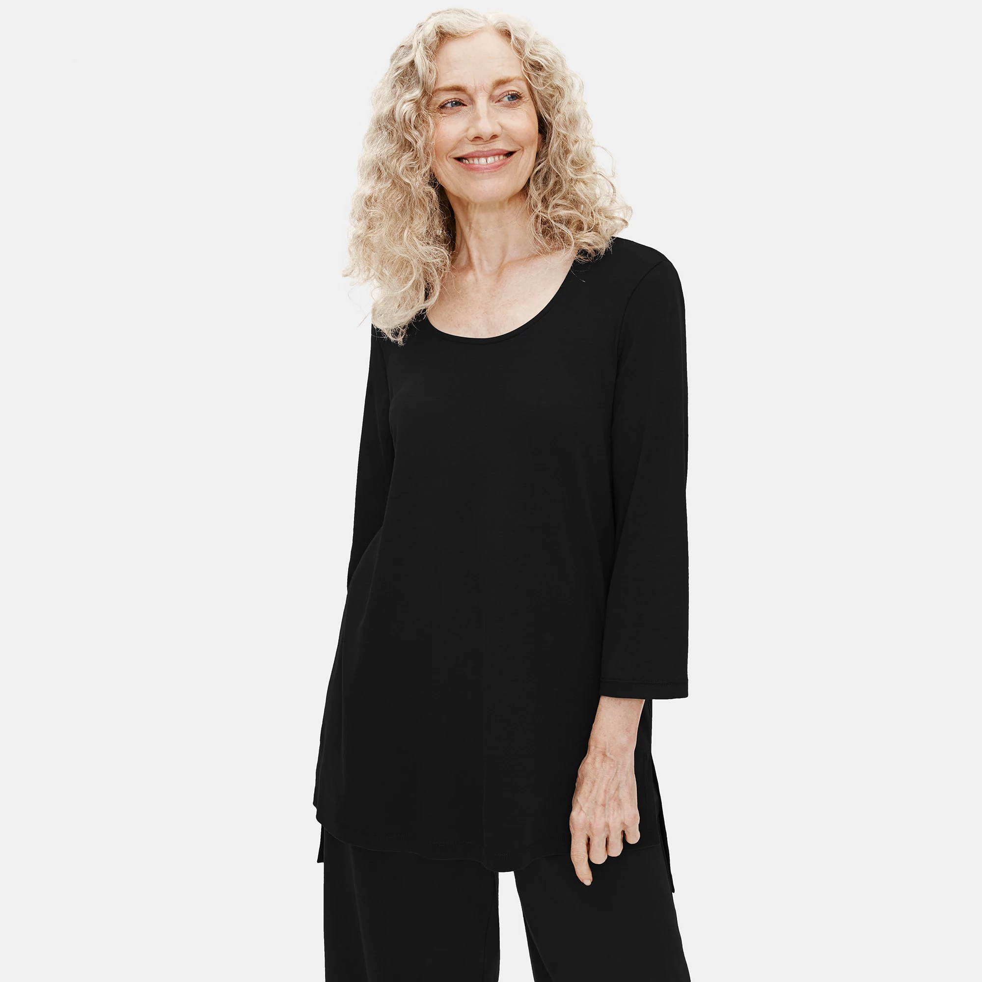 Organic Cotton Interlock Long Sleep Top | EILEEN FISHER