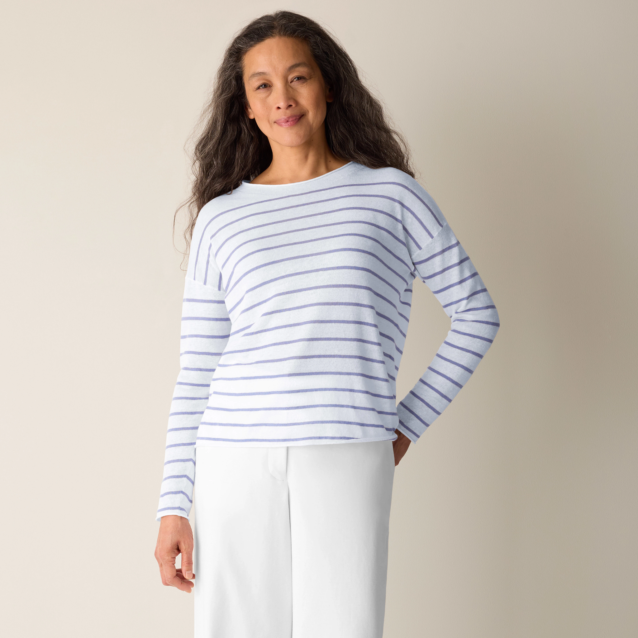 Organic Linen Cotton Jewel Neck Top