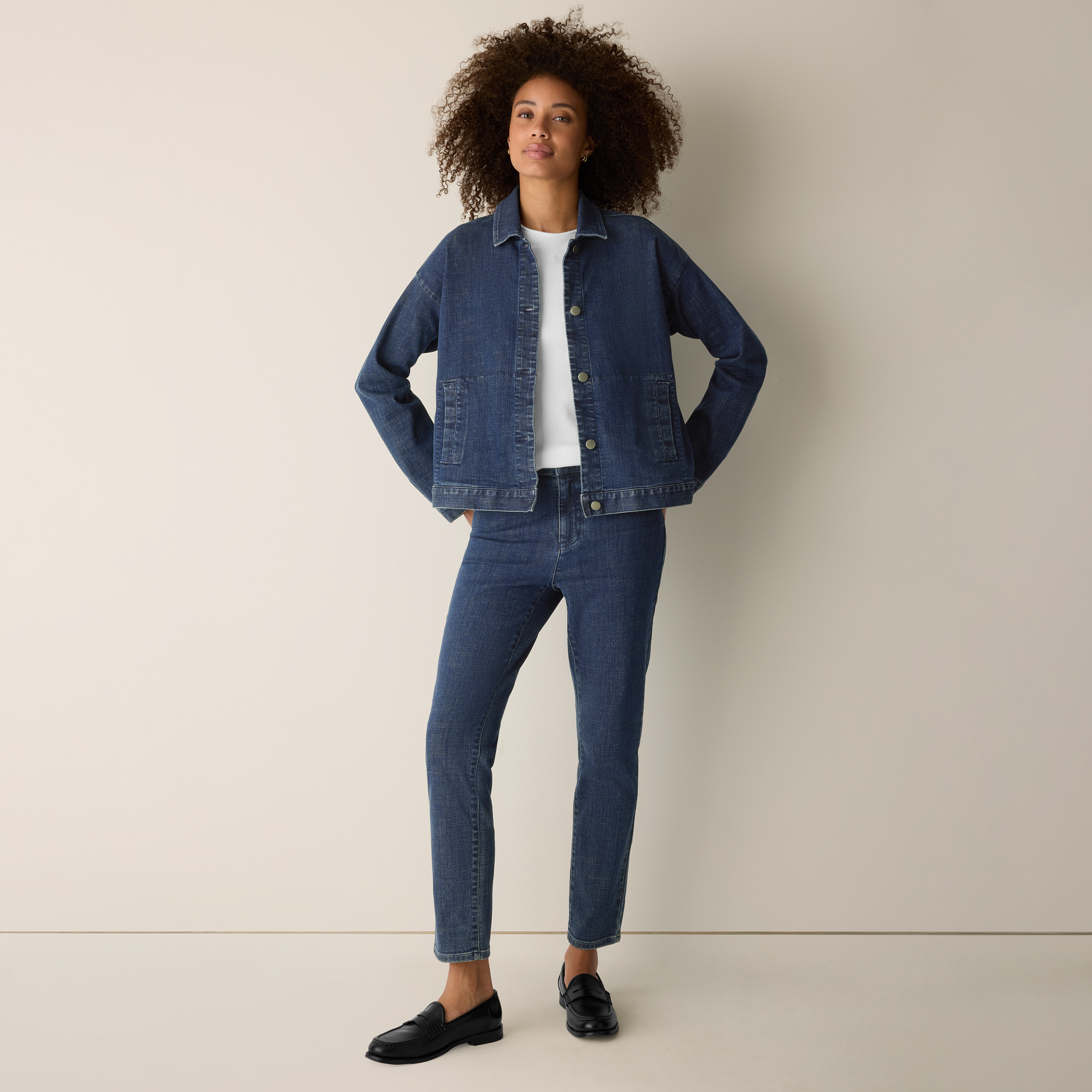 Cotton Stretch Denim Classic Collar Jacket